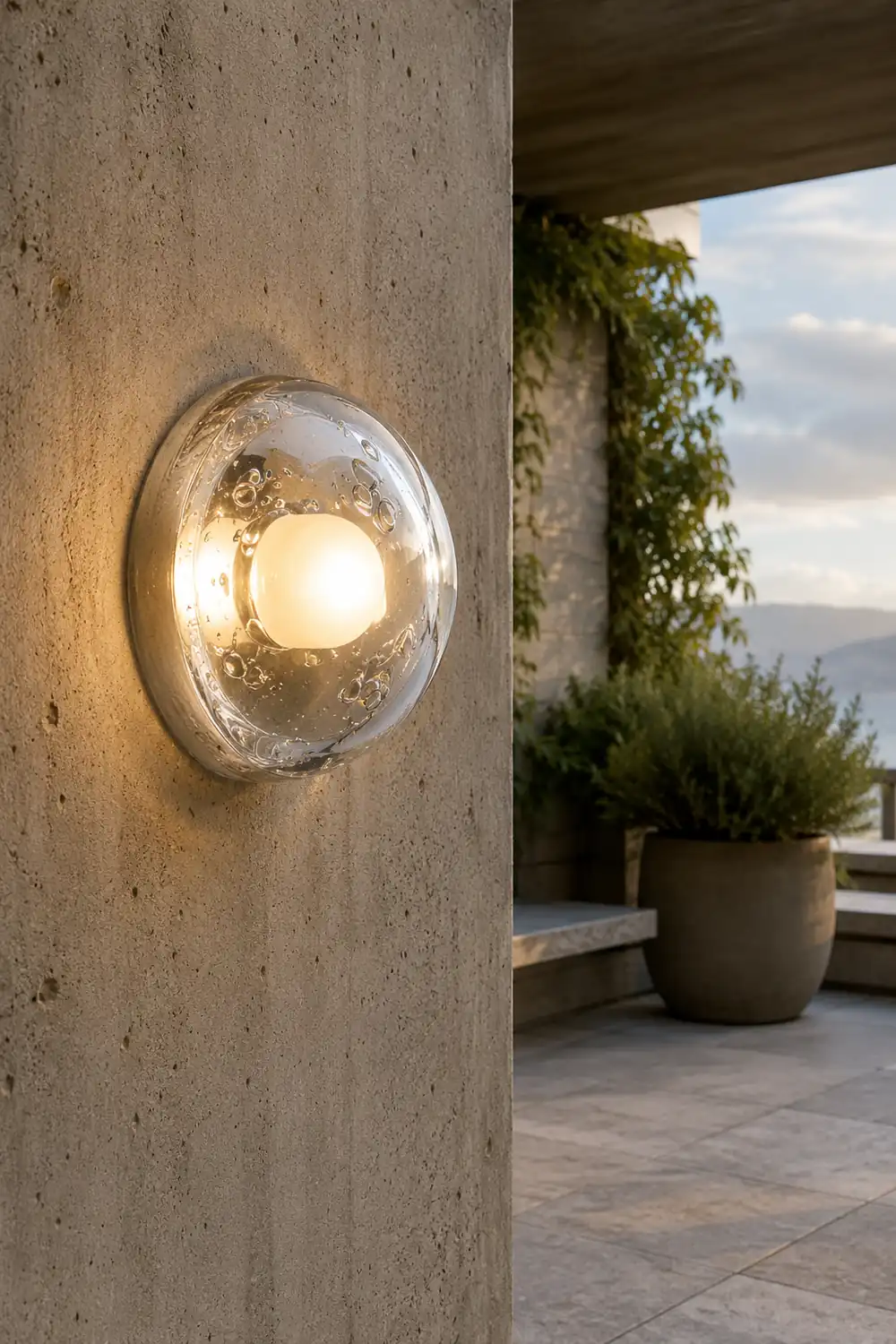 Valentina Waterproof Semi-circular Glass Outdoor Wall Lamp, Transparent - Lumpaz