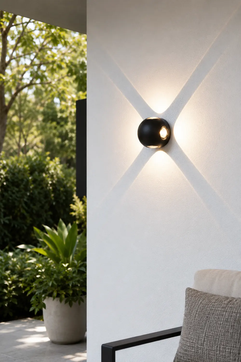 Orr Outdoor Wall Lamp Globe/Cruciform Ray Modern,Aluminum, Black, Garden - Lumpaz