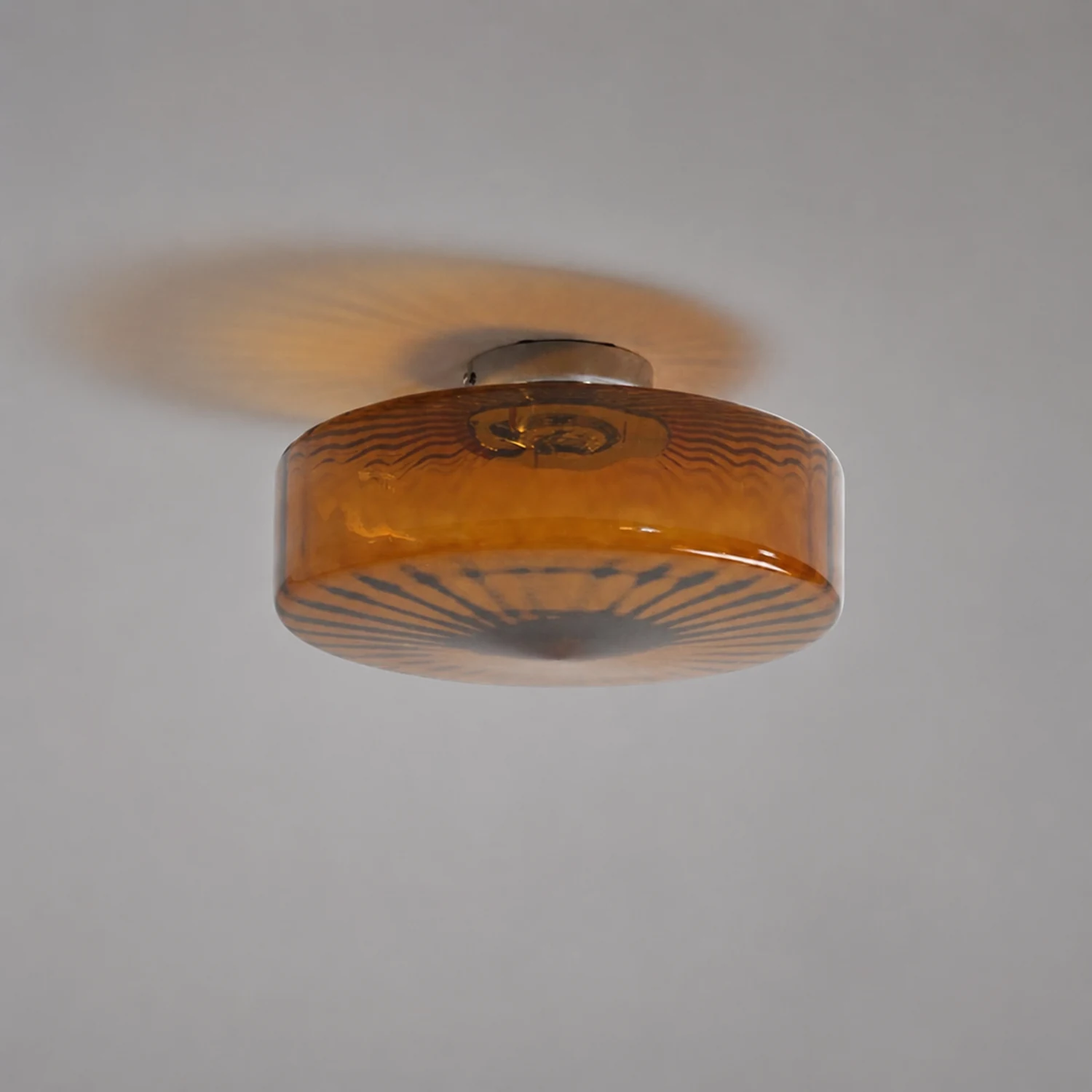 Hailie Modern Round Flush Mount Ceiling Light Brown Metal/Glass Kitchen/Living Room - Lumpaz