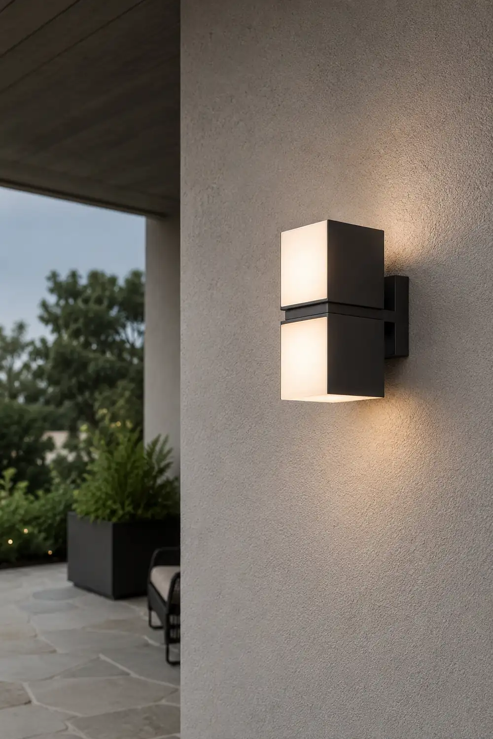 Orr Modern Geometry Rotatable Metal/Acrylic Outdoor Waterproof Wall Lamp, Black - Lumpaz