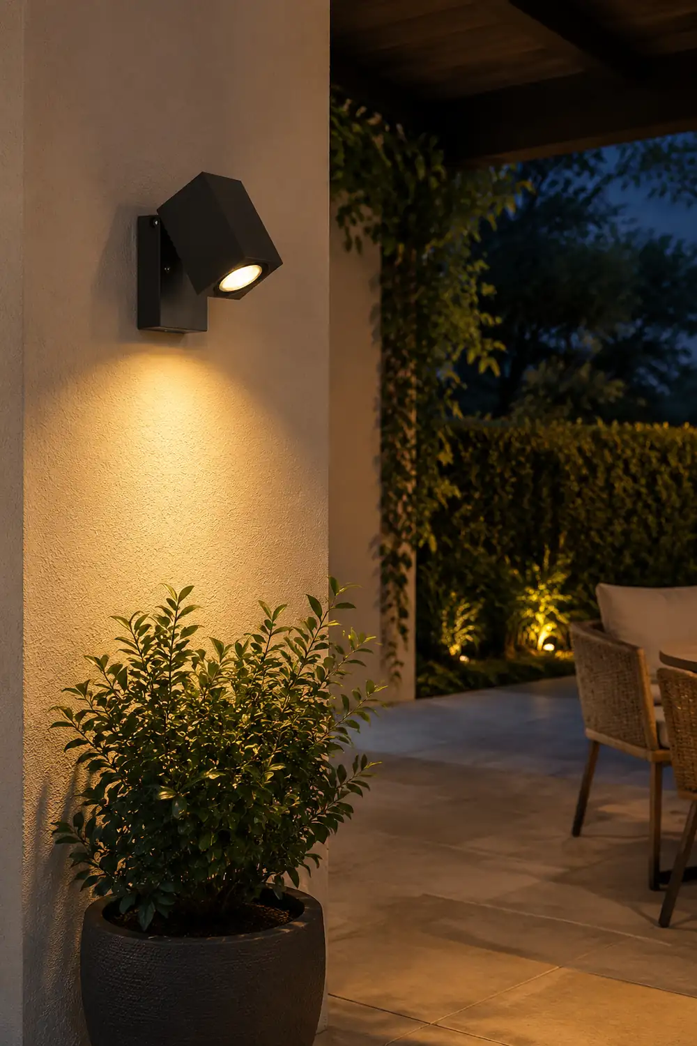 Orr Modern Outdoor Rotatable Metal Spotlight Wall Lamp, Black - Lumpaz