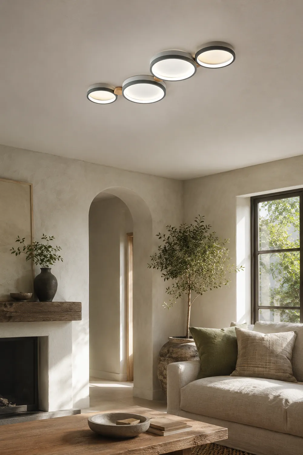Sienna Round Flush Mount Ceiling Light White Gray Green Bedroom - Lumpaz