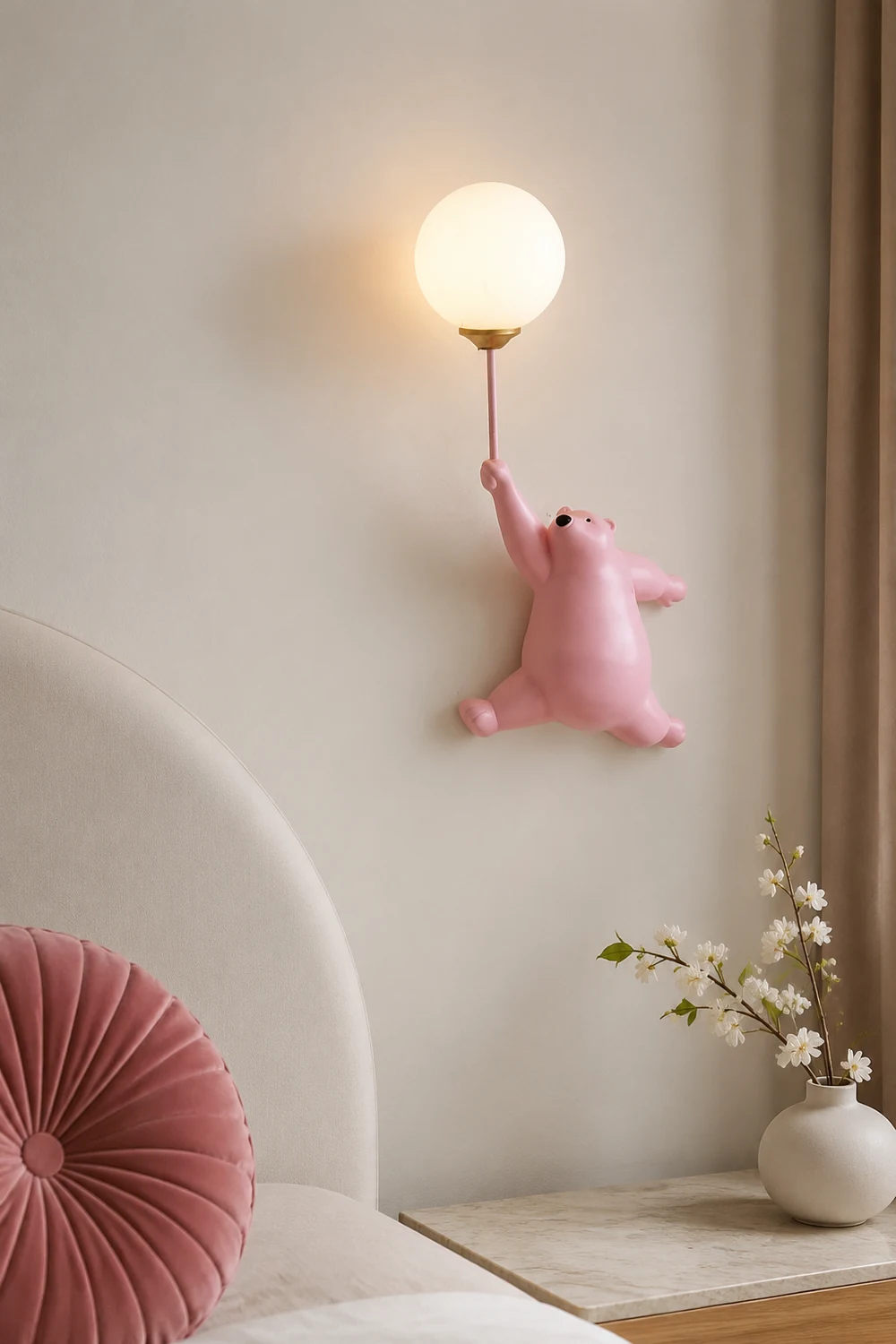 Fateh Wall Reading Lamp Bear Balloon Bedroom/Bedside/Study - Lumpaz