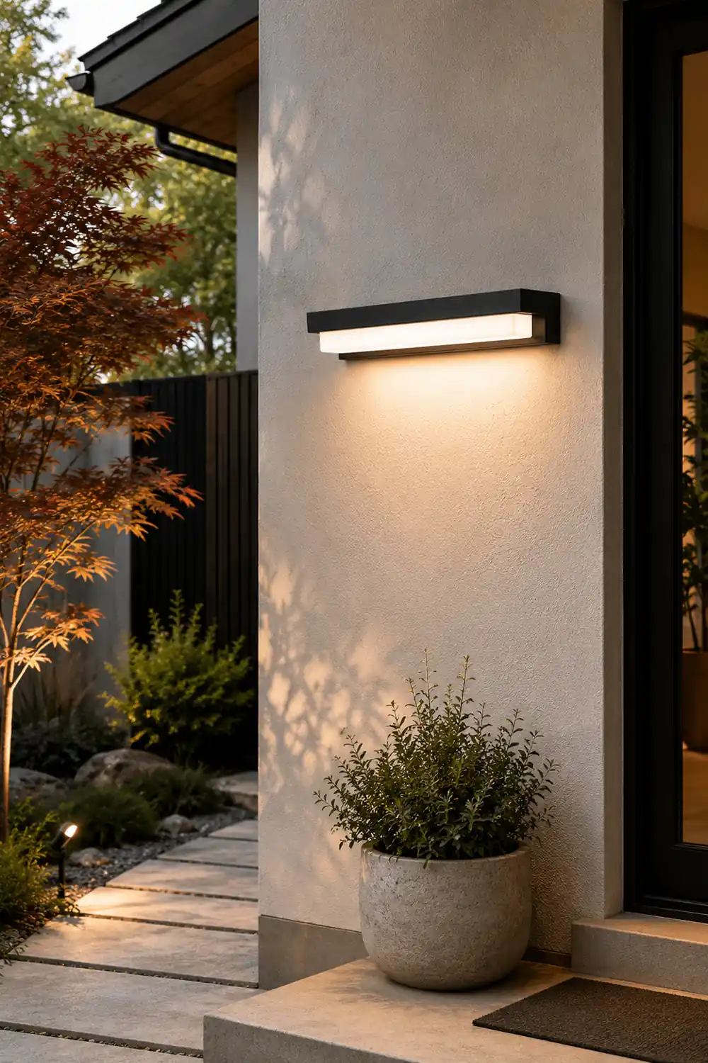 Orr Minimalist Solar Linear Acrylic Outdoor Wall Lamp, Black - Lumpaz