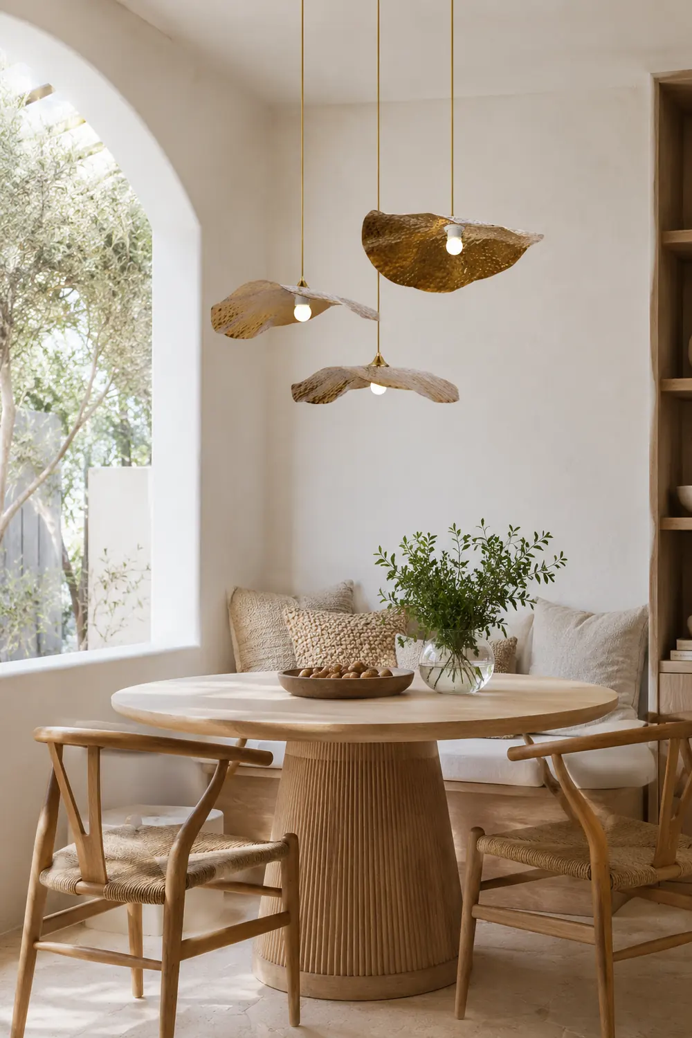 Carins Natural Lotus Leaf Metal Pendant Light, Gold - Lumpaz