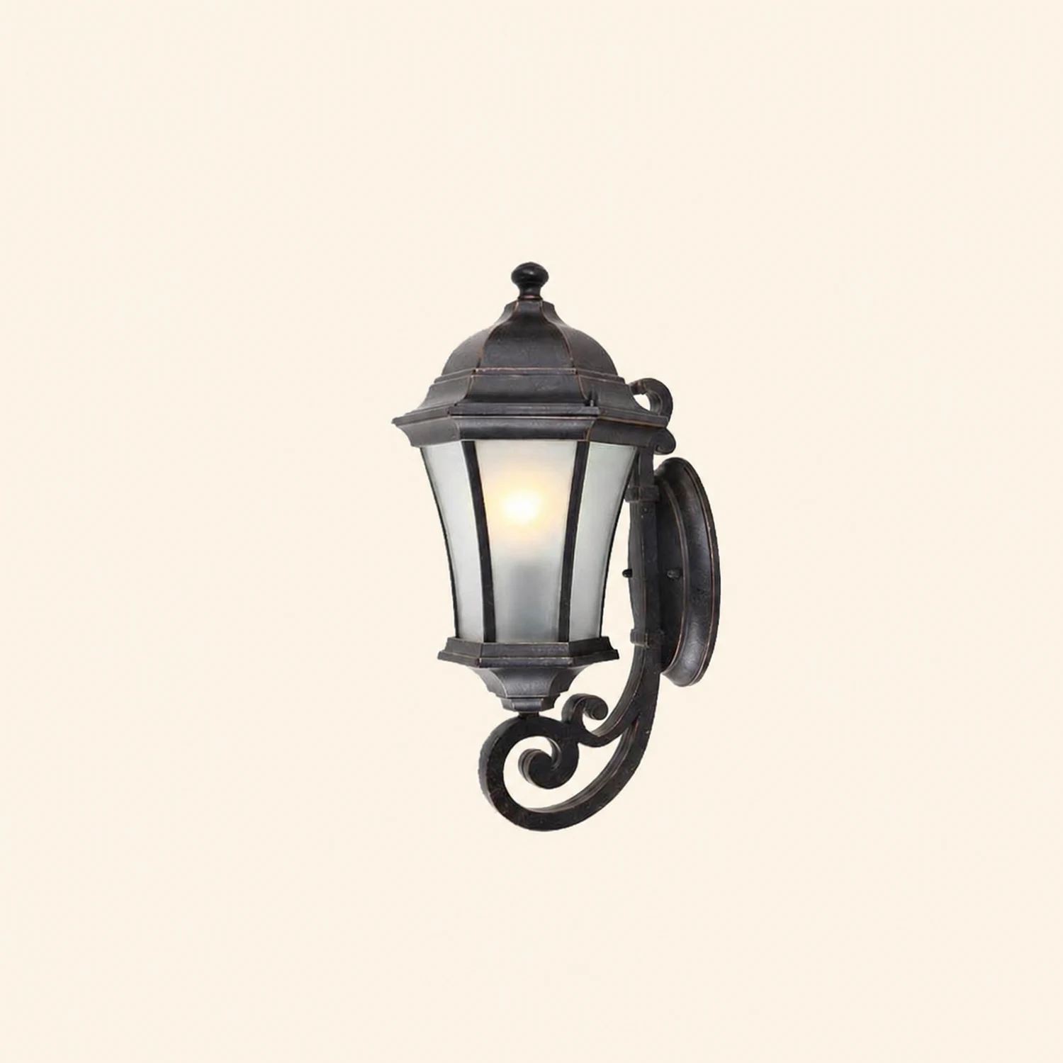 Alessio Vintage Lantern Metal/Glass Outdoor Wall Lamp, Black - Lumpaz