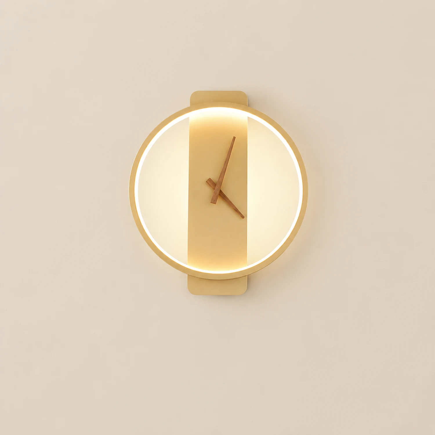 Morandi Nielsen Square Clock Metal & Acrylic Wall Lamp, Gold - Lumpaz