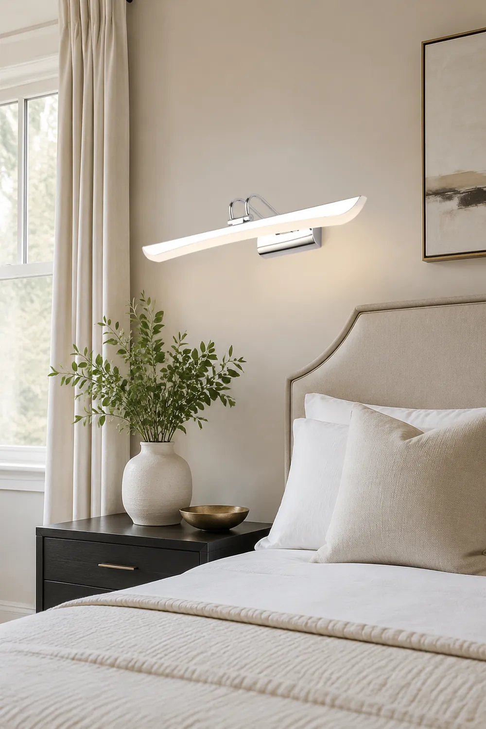 Leigh Modern Linear Metal Mirror Front Vanity Wall Lamp, White - Lumpaz