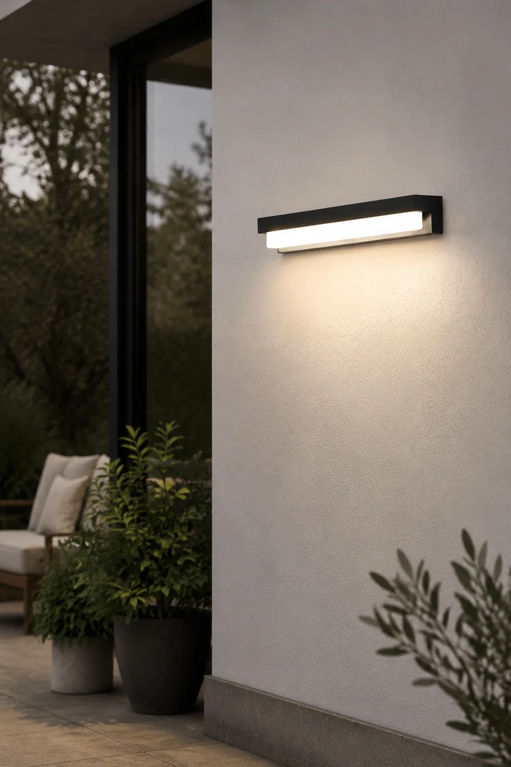 Orr Minimalist Solar Linear Acrylic Outdoor Wall Lamp, Black - Lumpaz