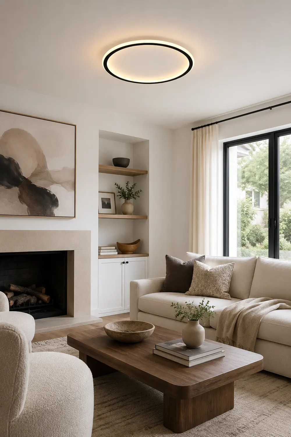 Quinn Flush Mount Ceiling Light Modern LED Round Hollow - Lumpaz
