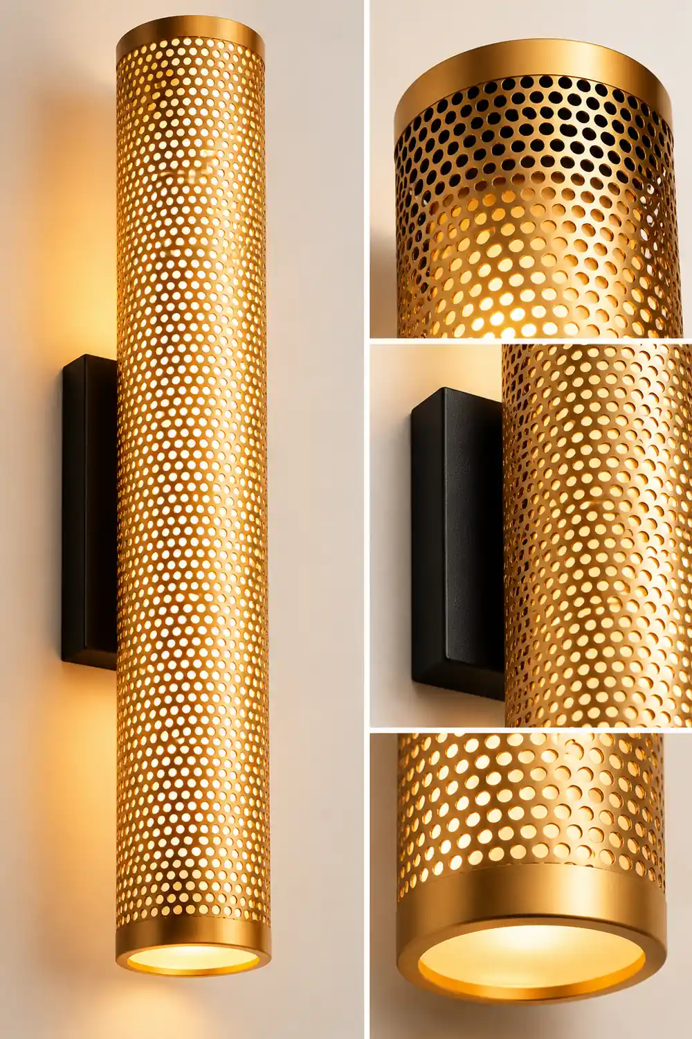 Zaid Modern Geometric Column Metal Vanity Wall Lamp, Brass - Lumpaz