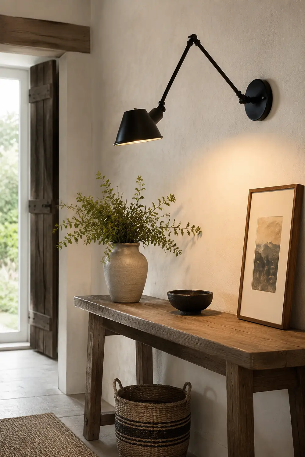 Brady Rotatable Wall Lamp with Swing Arm, Black/Rust - Lumpaz