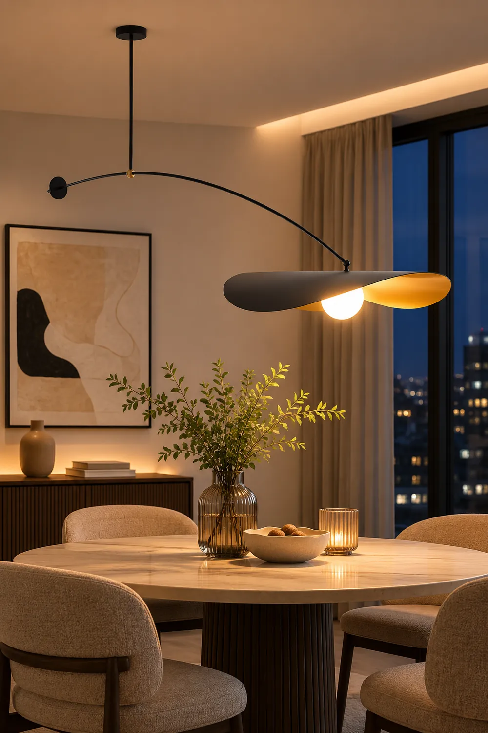 Carins Minimalist LED Leaf Shaped Metal Pendant Light Black/Gold - Lumpaz