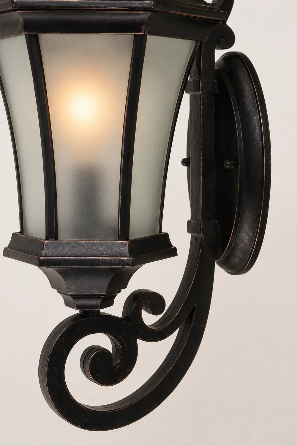Alessio Vintage Lantern Metal/Glass Outdoor Wall Lamp, Black - Lumpaz