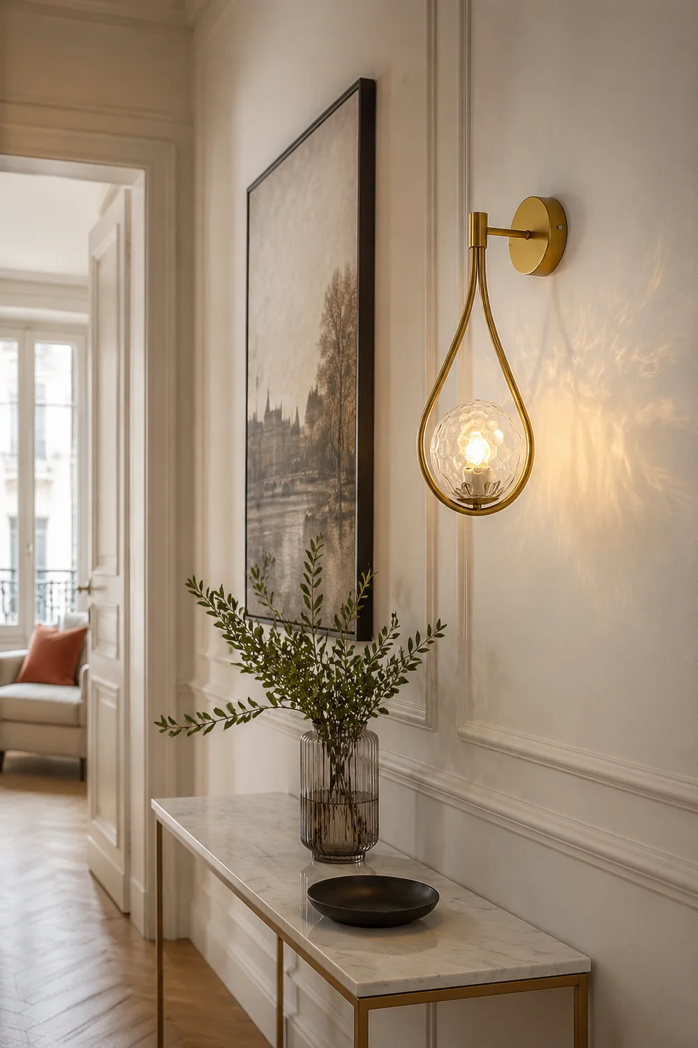 Valentina Nordic Creative Minimalist Water Drop Glass Gold Wall Lamp - Lumpaz