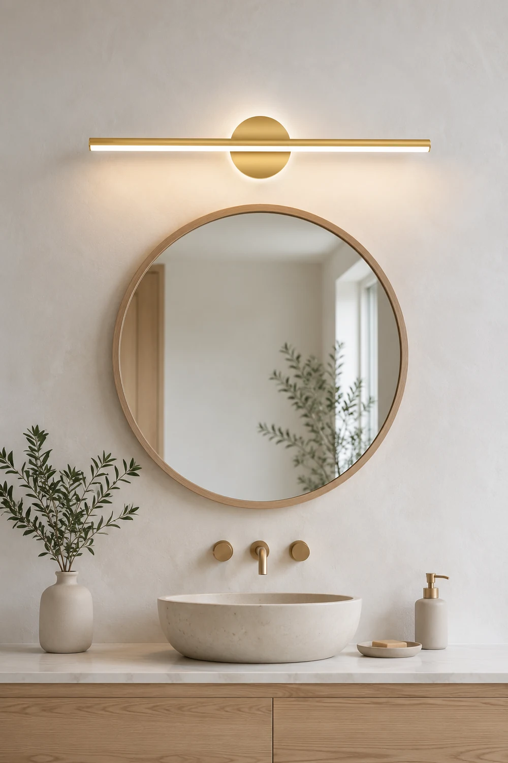 Leigh LED Linear Mirror Front Vanity Wall Lamp Black/Gold - Lumpaz