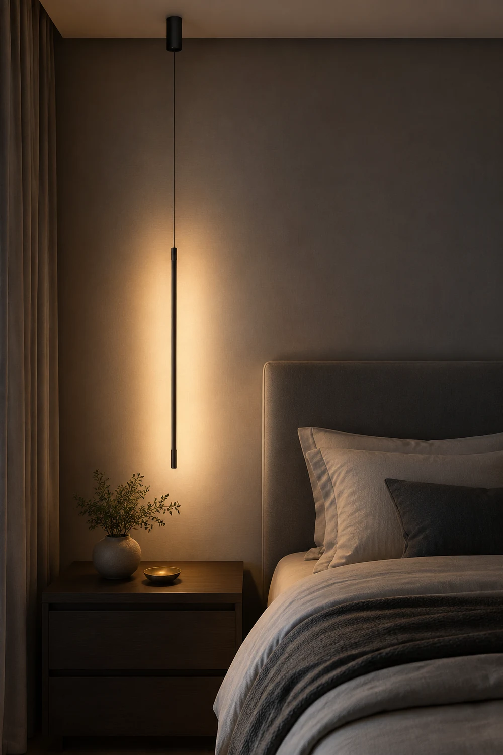 Edge Minimalist Linear Metal/Acrylic Pendant Light, Black - Lumpaz
