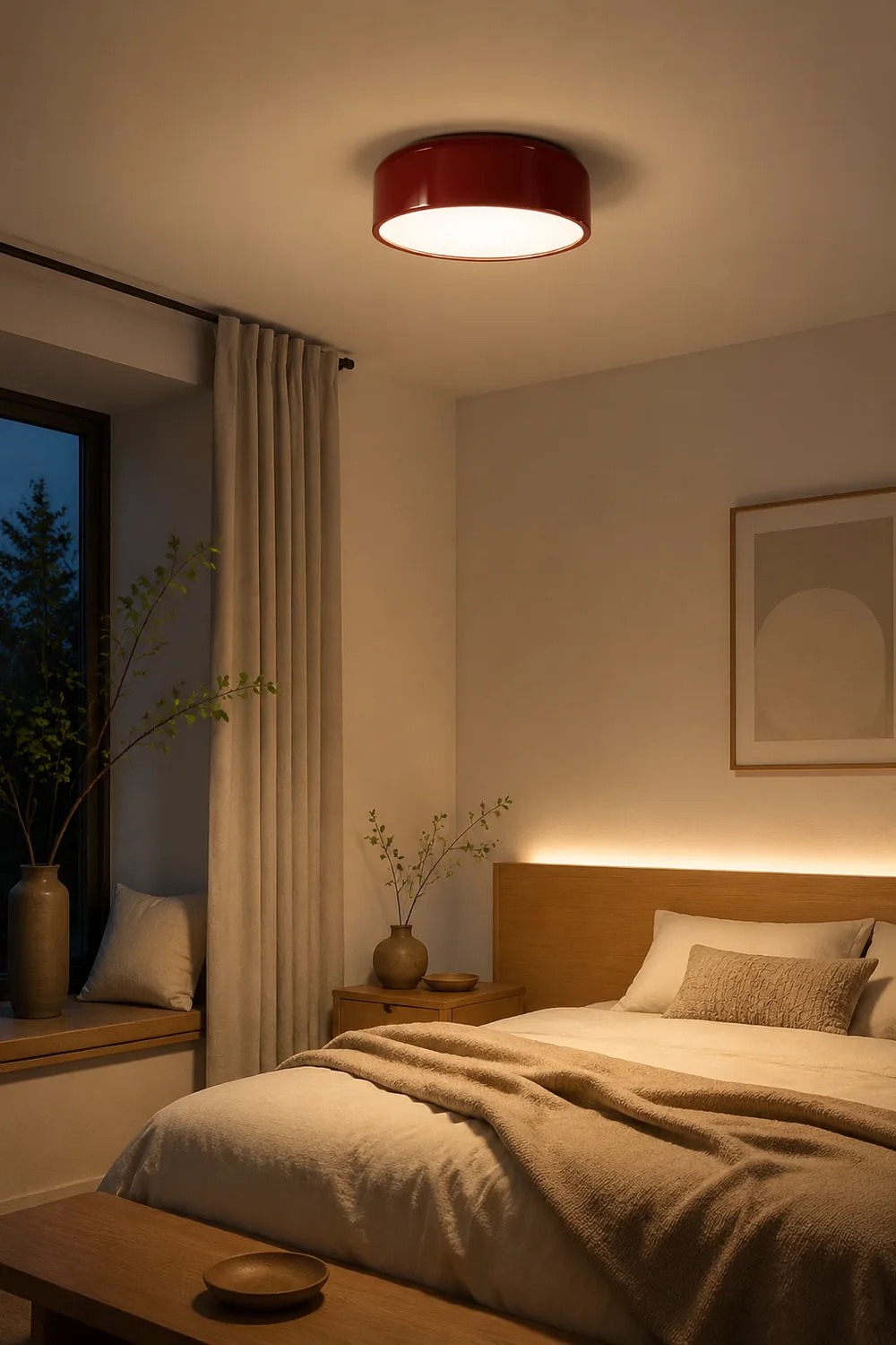 Morandi Vintage LED Ceiling Light White Red Study Bedroom Kitchen - Lumpaz