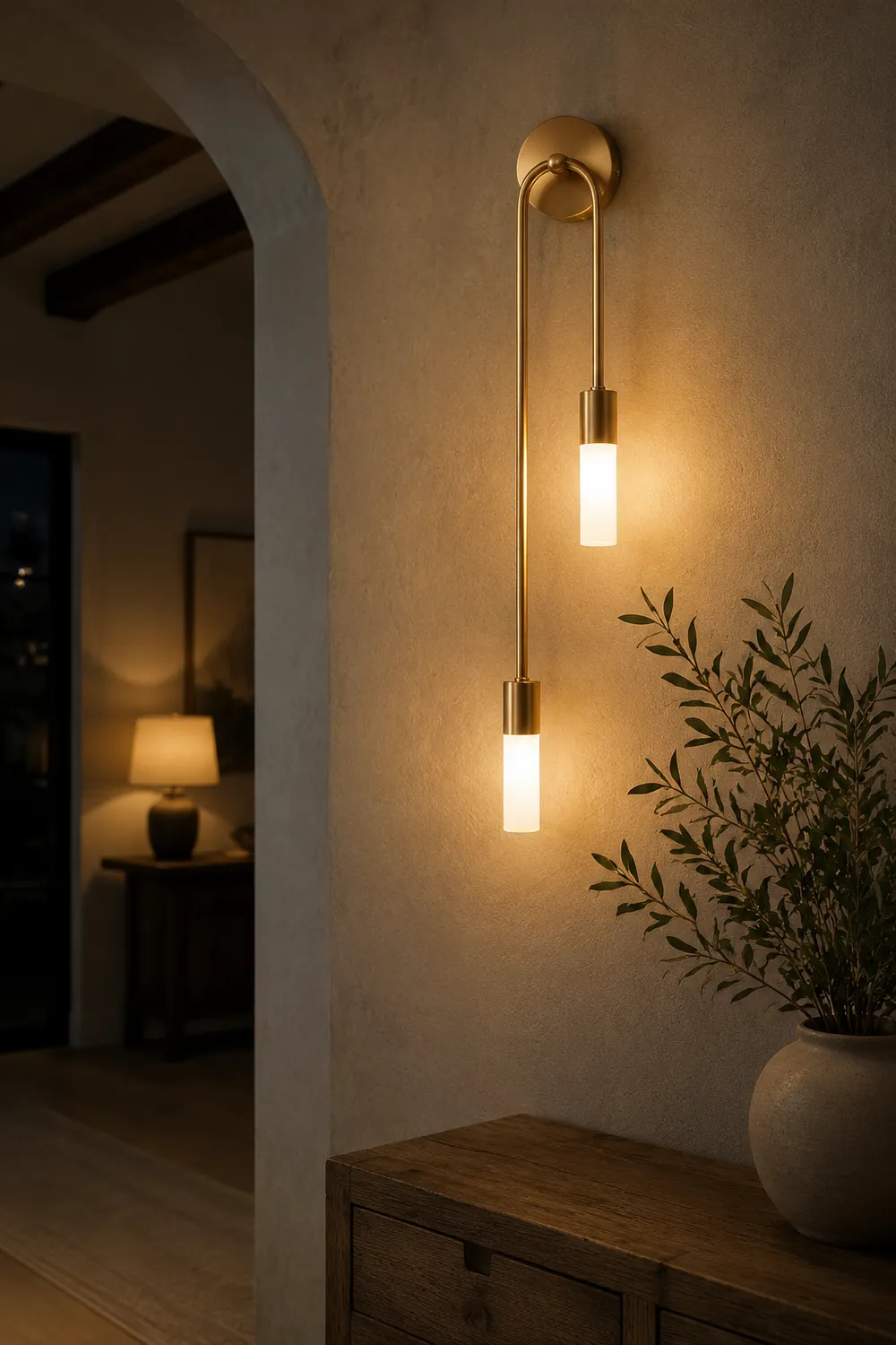 Meza Modern Stick Wall Sconce Gold Metal for Bedeside - Lumpaz