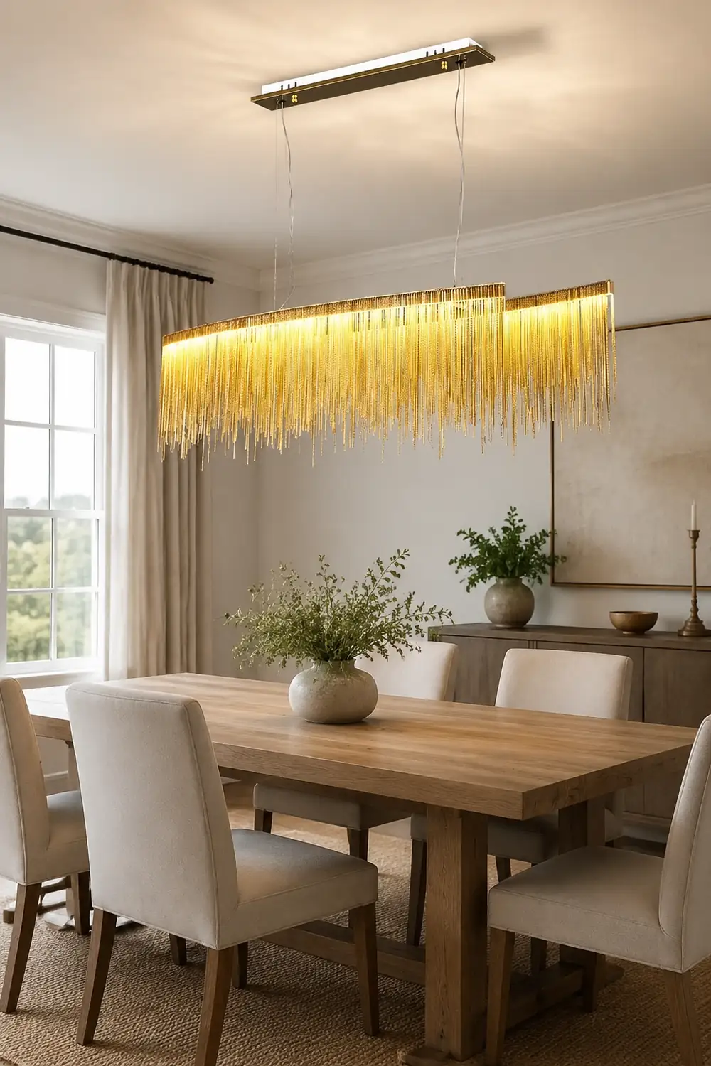 Marilyn Luxury Tassel Metal/Acrylic Pendant Light, Gold/Chrome - Lumpaz