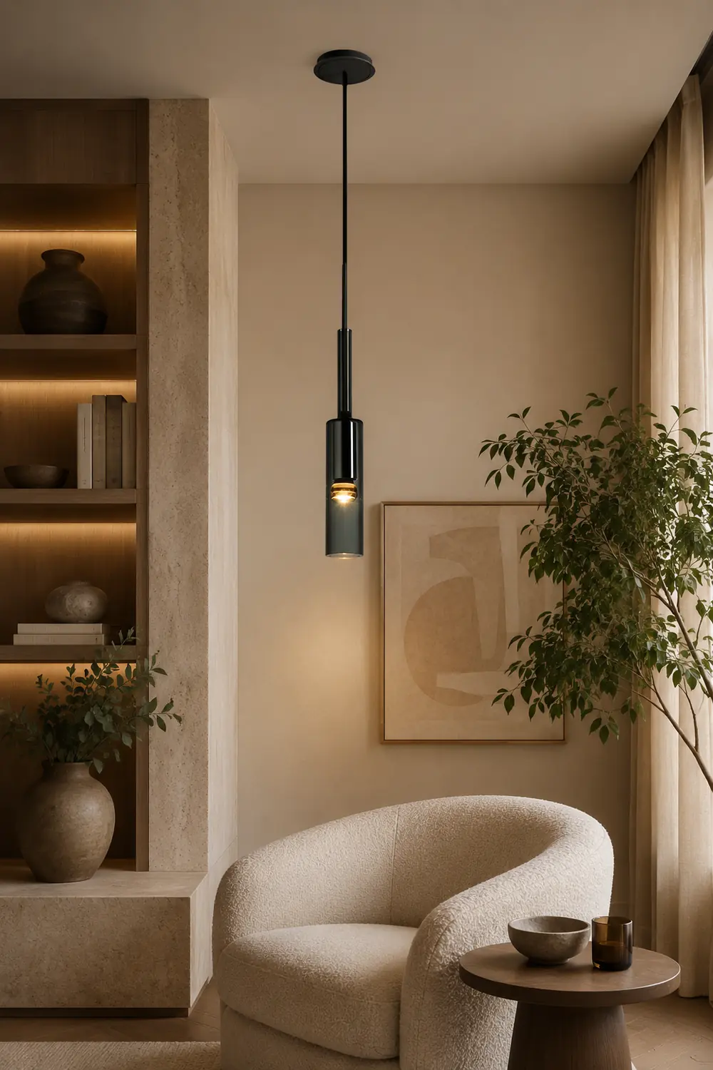Sanna Modern Glass/Metal Pendant light/Wall Lamp, Black - Lumpaz
