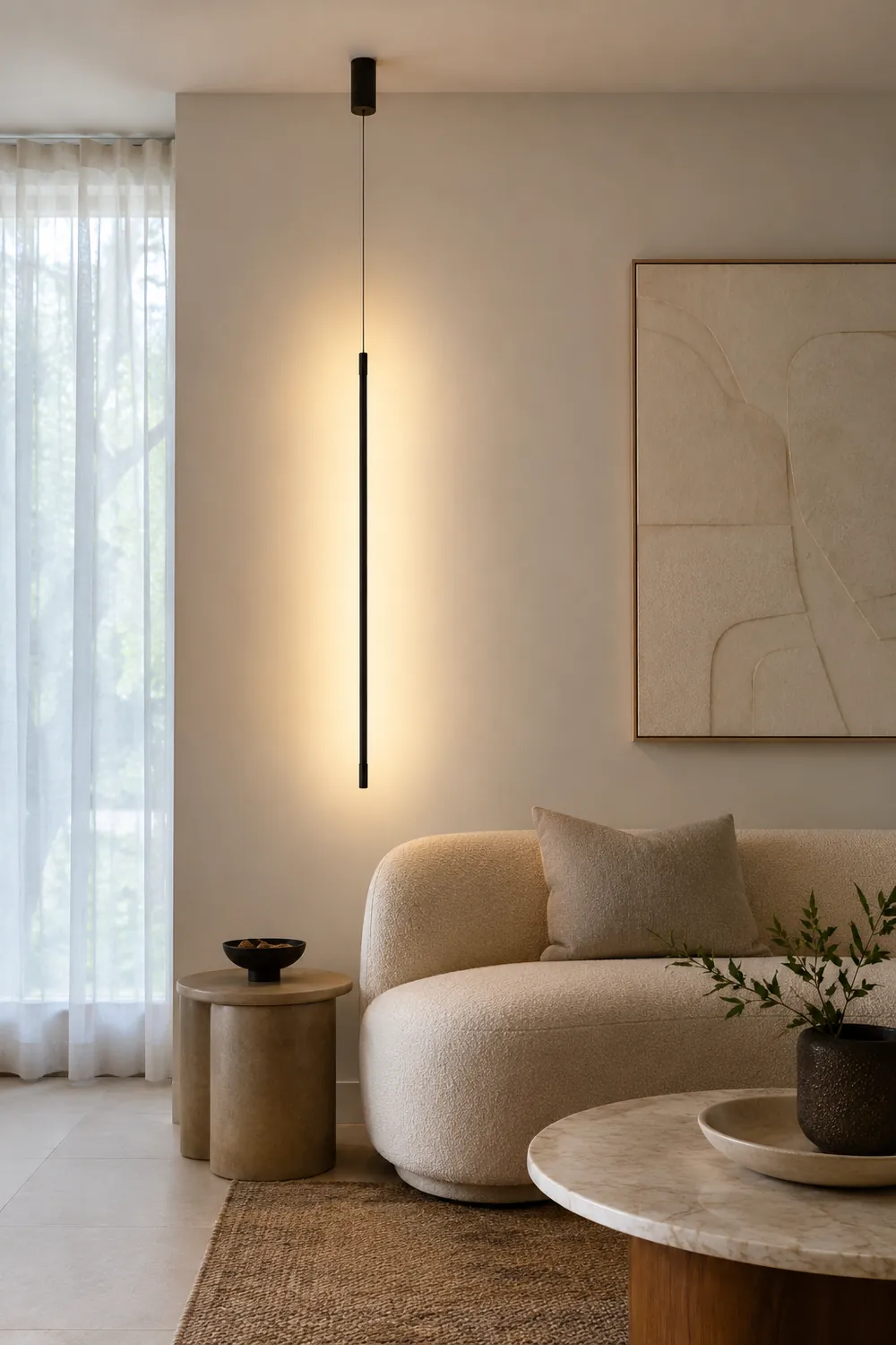 Edge Minimalist Linear Metal/Acrylic Pendant Light, Black - Lumpaz