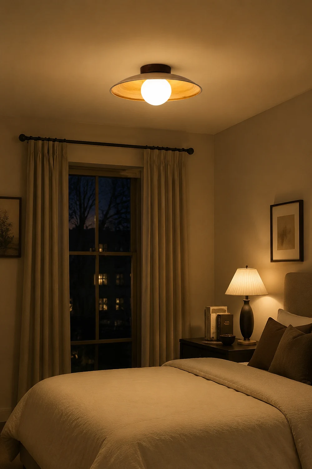 Ozawa Vintage Flush Mount Ceiling Light Wood/Metal/Glass Bar/ Hotels - Lumpaz