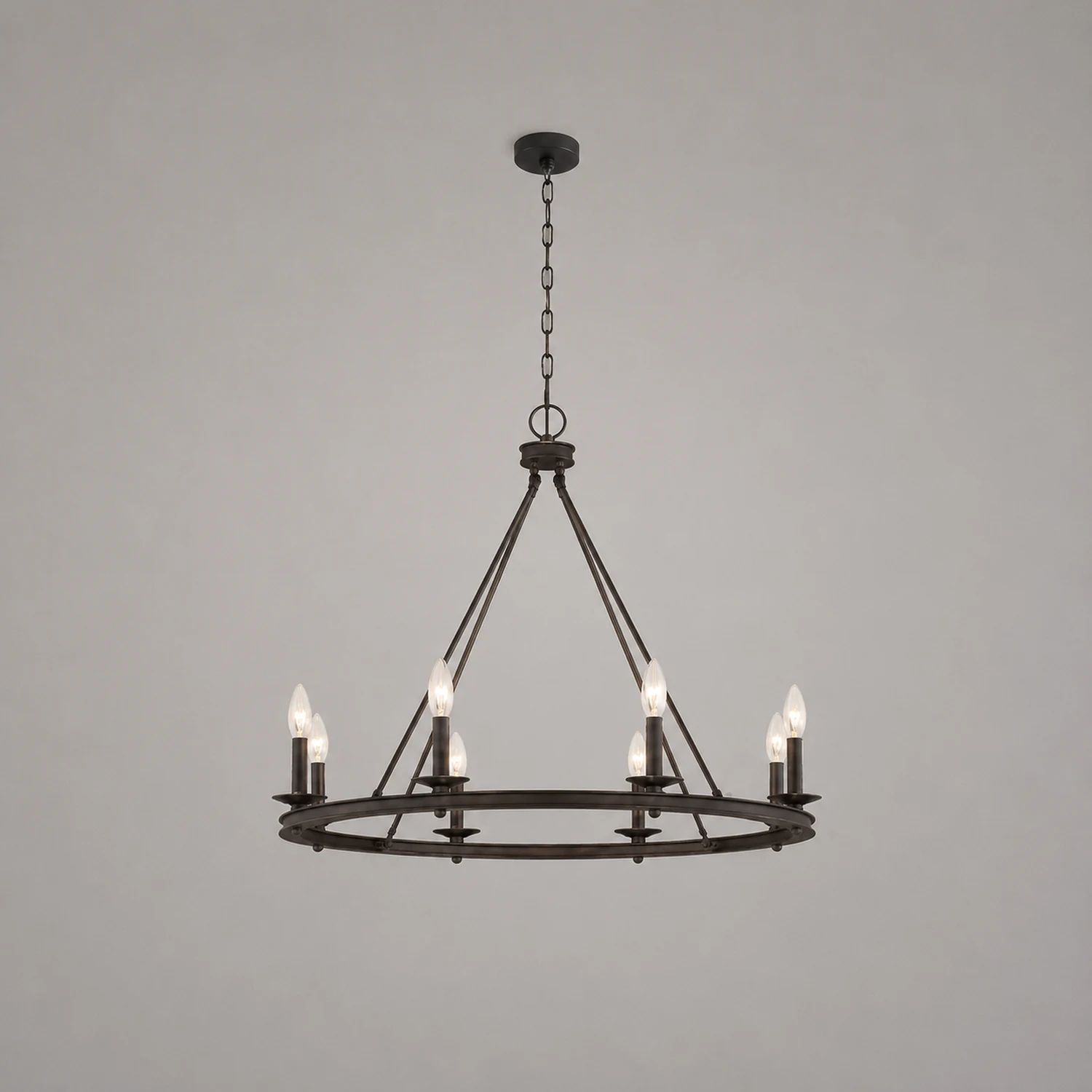 Silva Modern Candles Chandelier Black Metal Living Room/Bedroom - Lumpaz