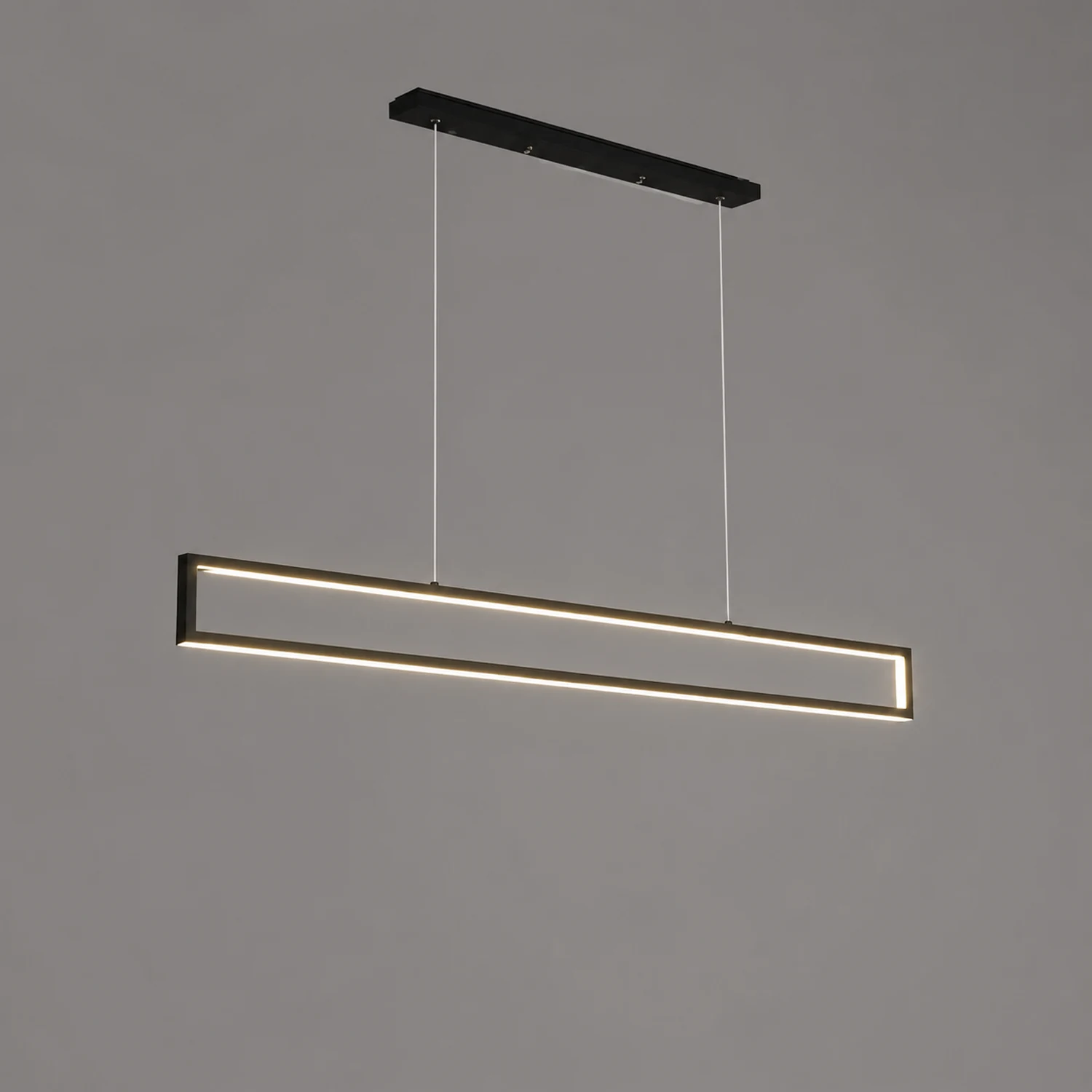 Edge Modern Metal Vertical Rectangular Pendant Light, Black - Lumpaz