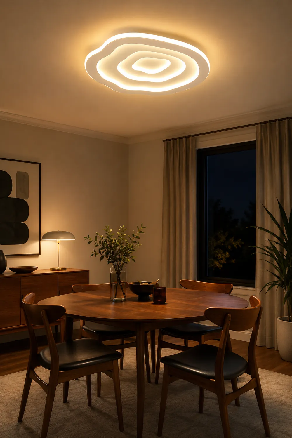 Quinn Ripple Designer Simple Flush Mount Ceiling Light, White - Lumpaz