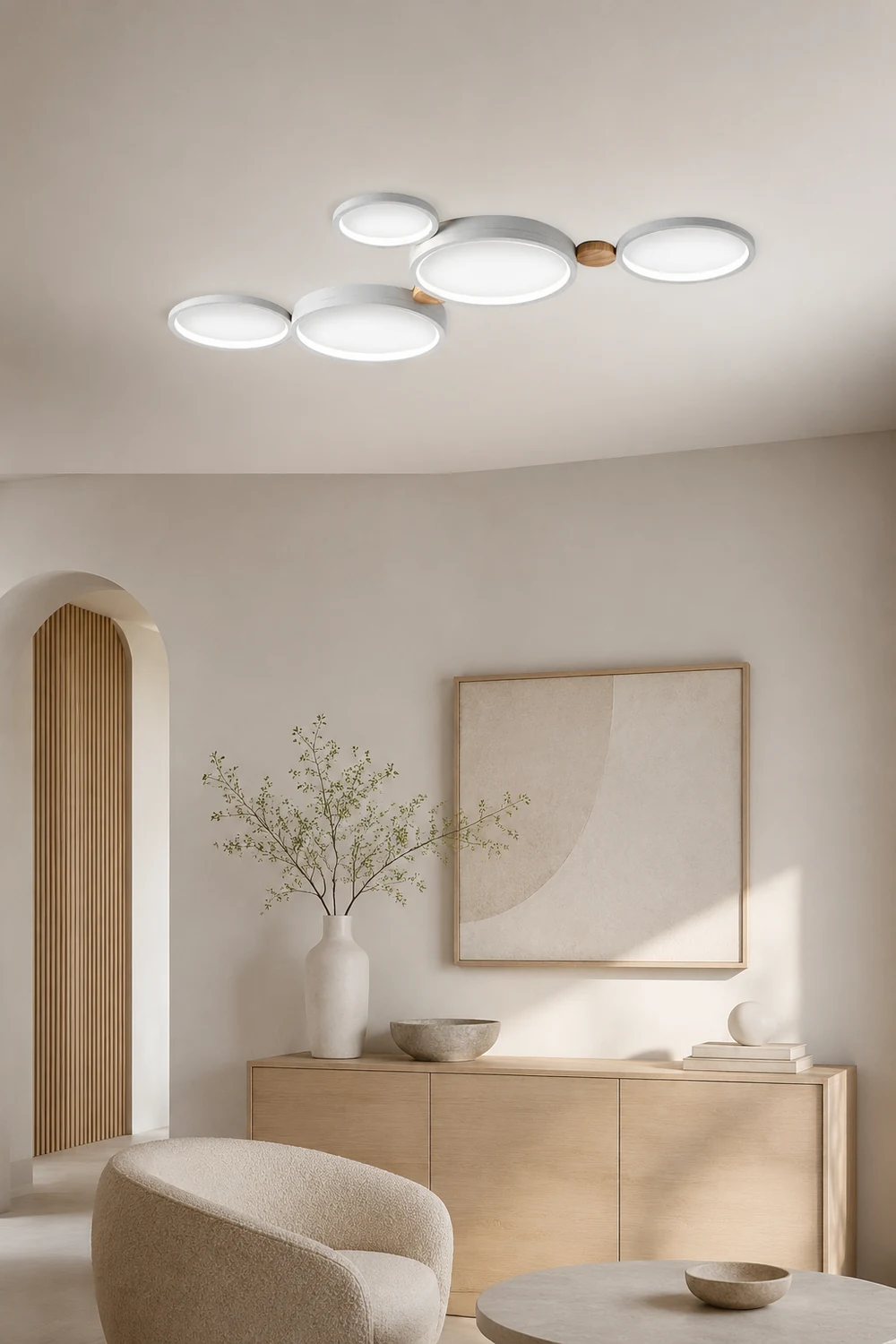 Sienna Round Flush Mount Ceiling Light White Gray Green Bedroom - Lumpaz