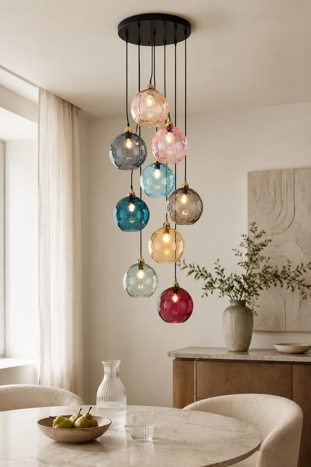 Hailie Colorful Glass Ball Pendant Lights Water Ripple - Lumpaz
