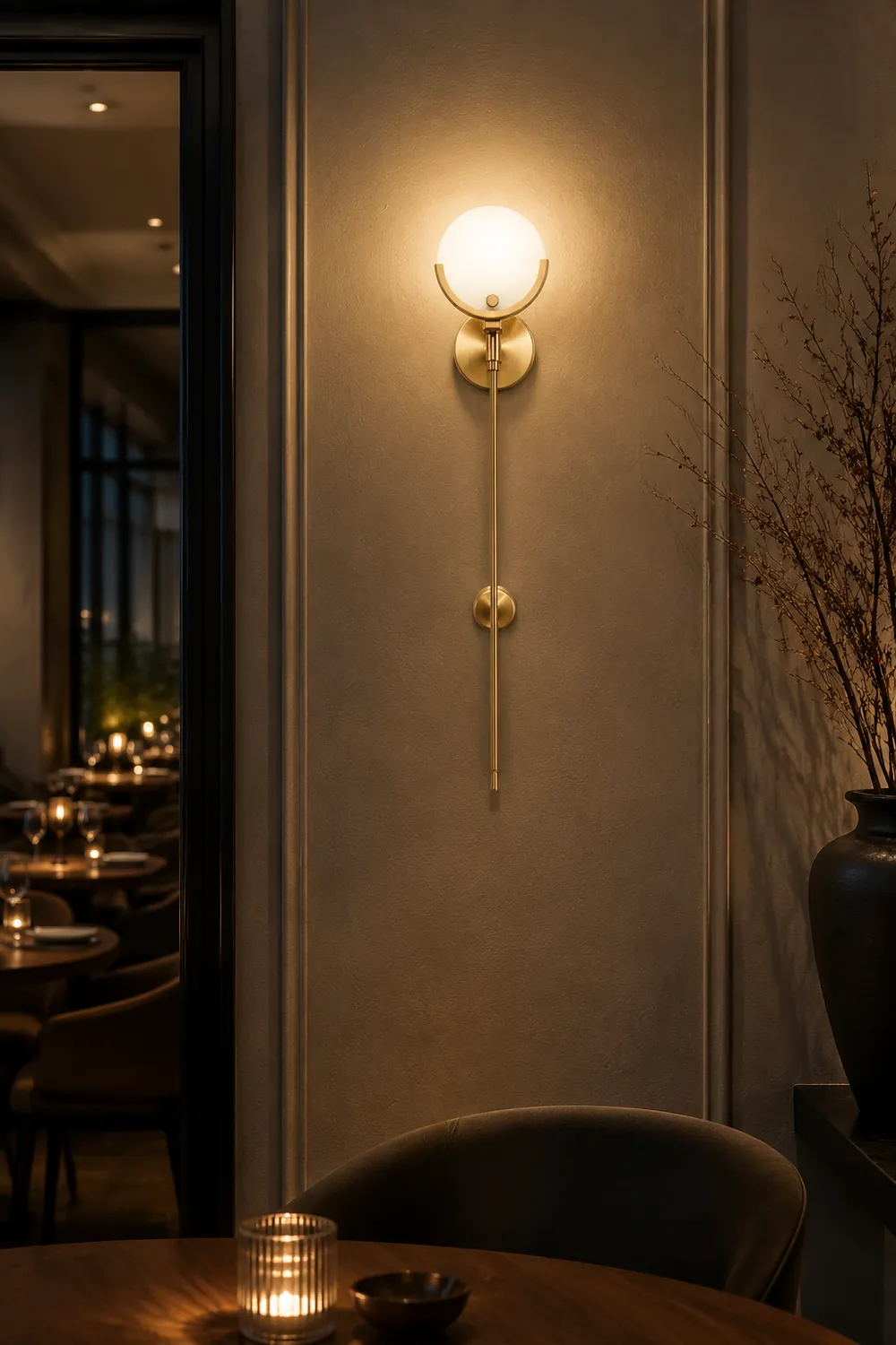 Valentina Modern Ball Metal/Dolomite LED Wall Lamp, Gold - Lumpaz