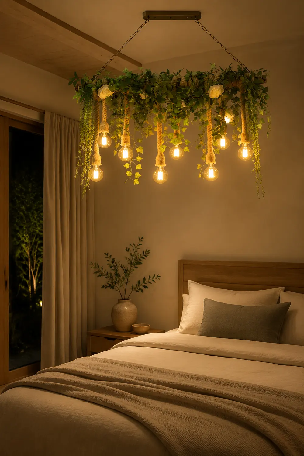 Nest Natural Decorative Metal/Glass Pendant Light, Green - Lumpaz