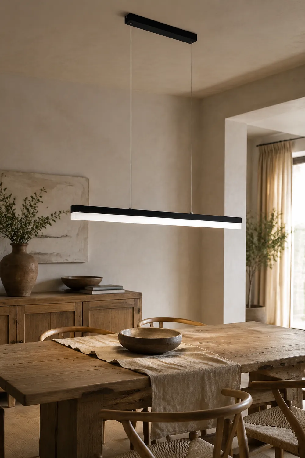 Edge Modern Linear Metal/Acrylic Pendant Light, White/Black - Lumpaz