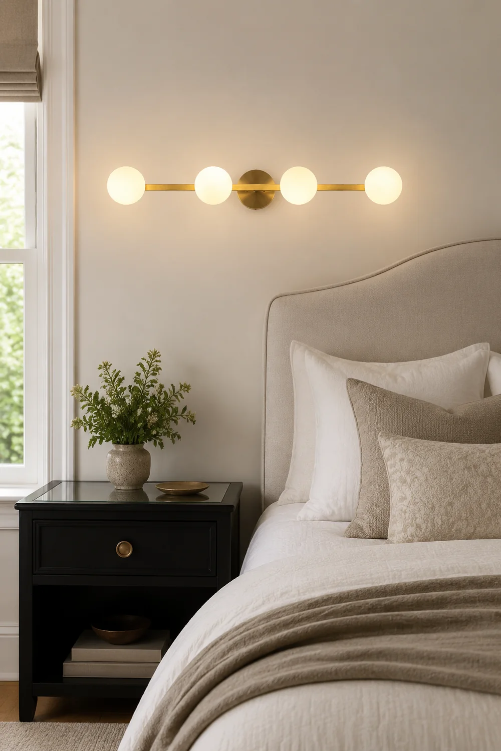 Valentina Retro Globe Linear Metal/Glass Wall Lamp, Gold, Bathroom - Lumpaz