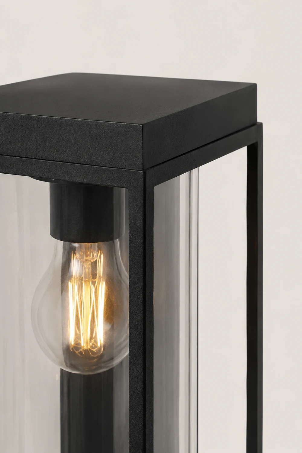 Orr Modern Rectangular Solar Waterproof Metal/Glass Outdoor Wall Lamp, Black - Lumpaz