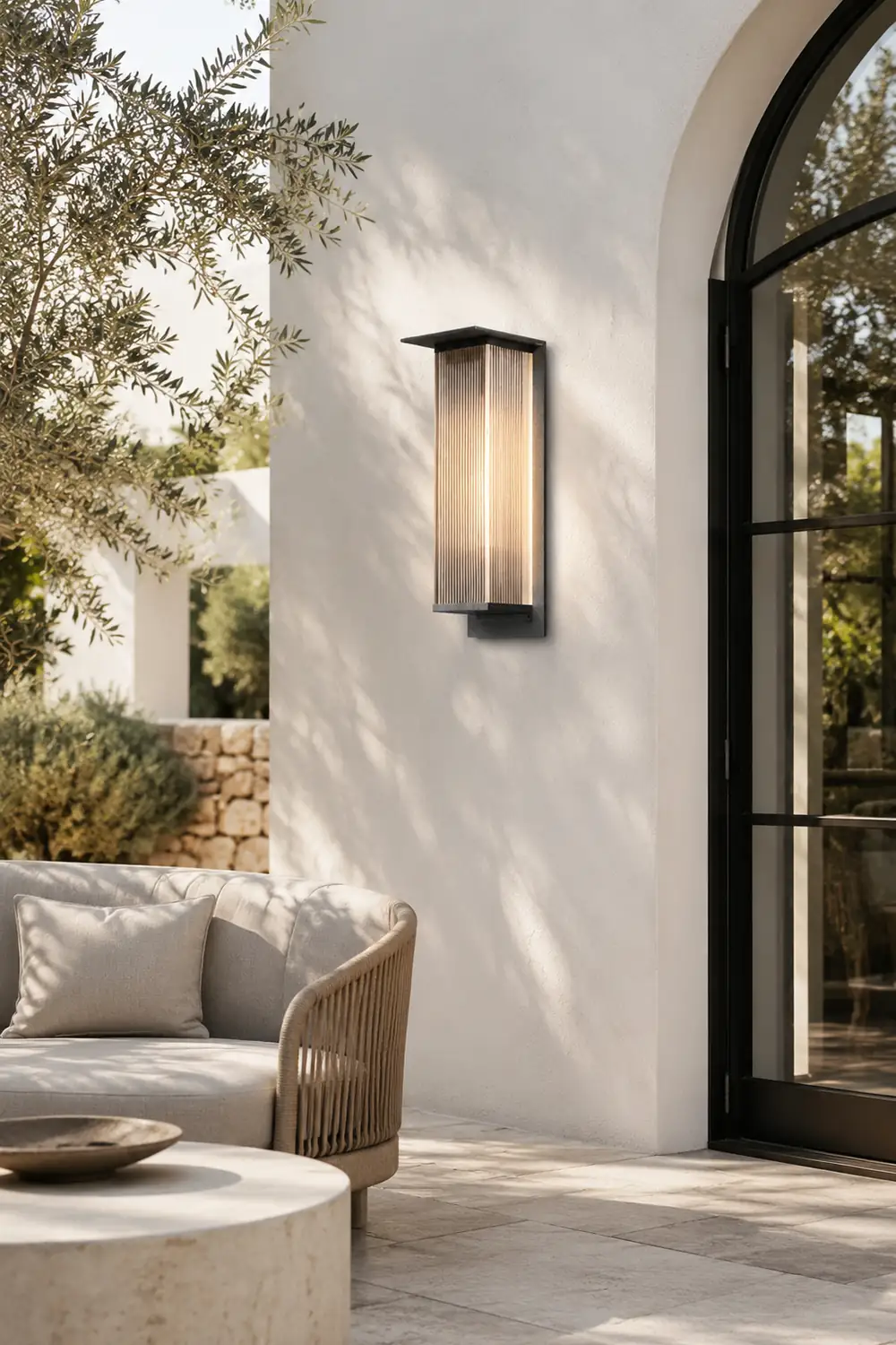 Orr Modern Rectangular Metal Outdoor Wall Lamp, Black - Lumpaz