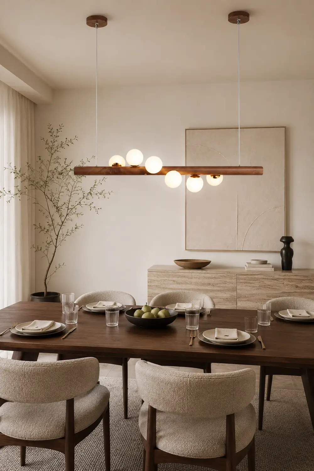 Valentina Glass Bubble Pendant Light Wood/Walnut - Lumpaz