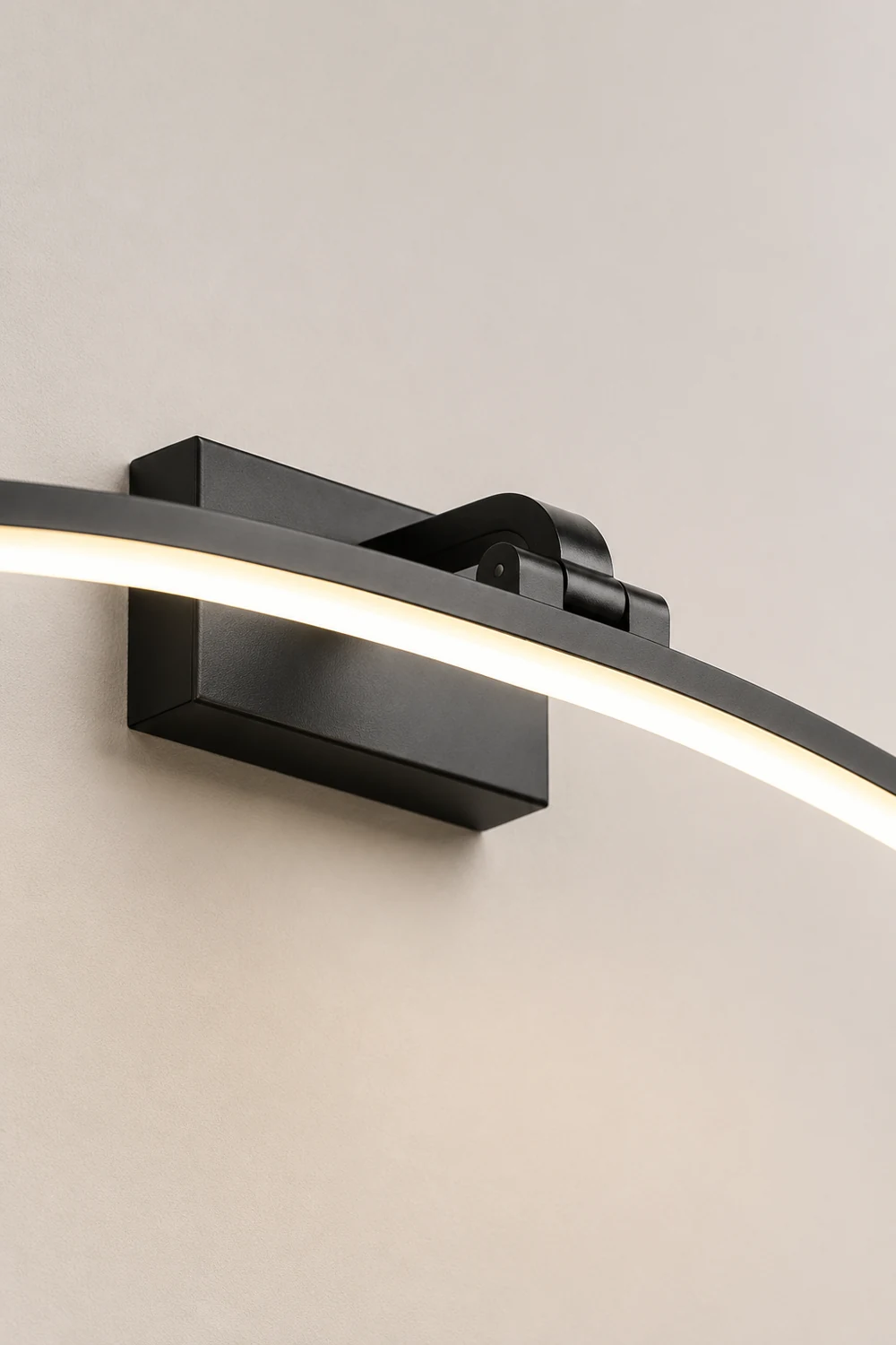 Edge Modern Curved Mirror Front Metal Wall Lamp, Black/White - Lumpaz