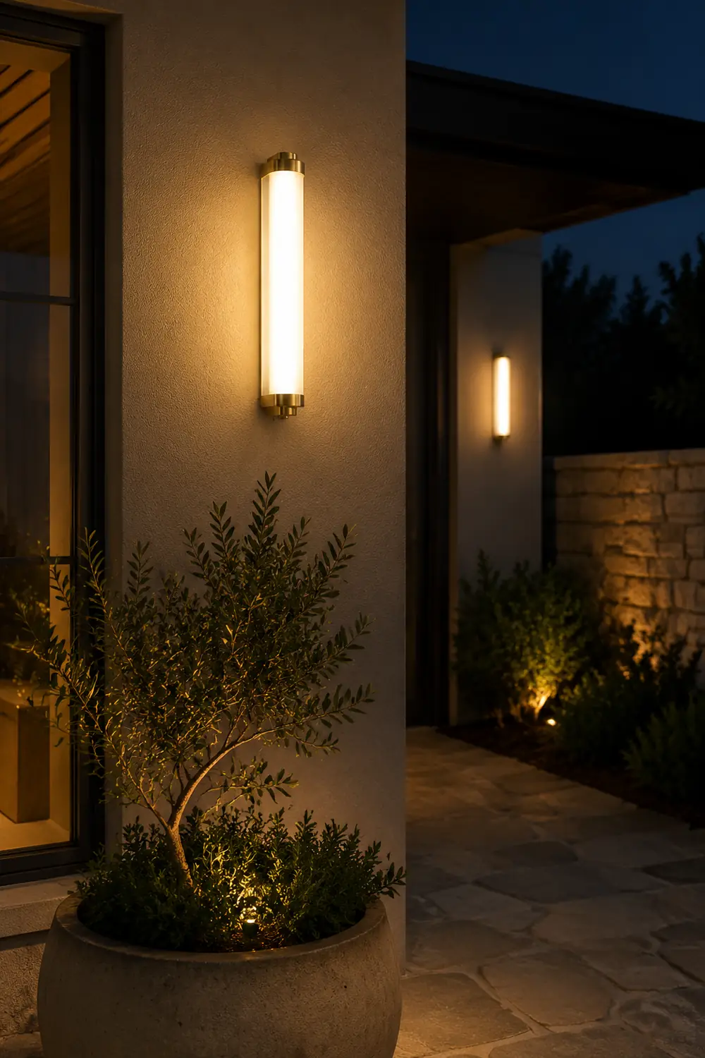 Edge Minimalist Cylindrical Metal Outdoor Wall Lamp, Black/Gold/Silver - Lumpaz