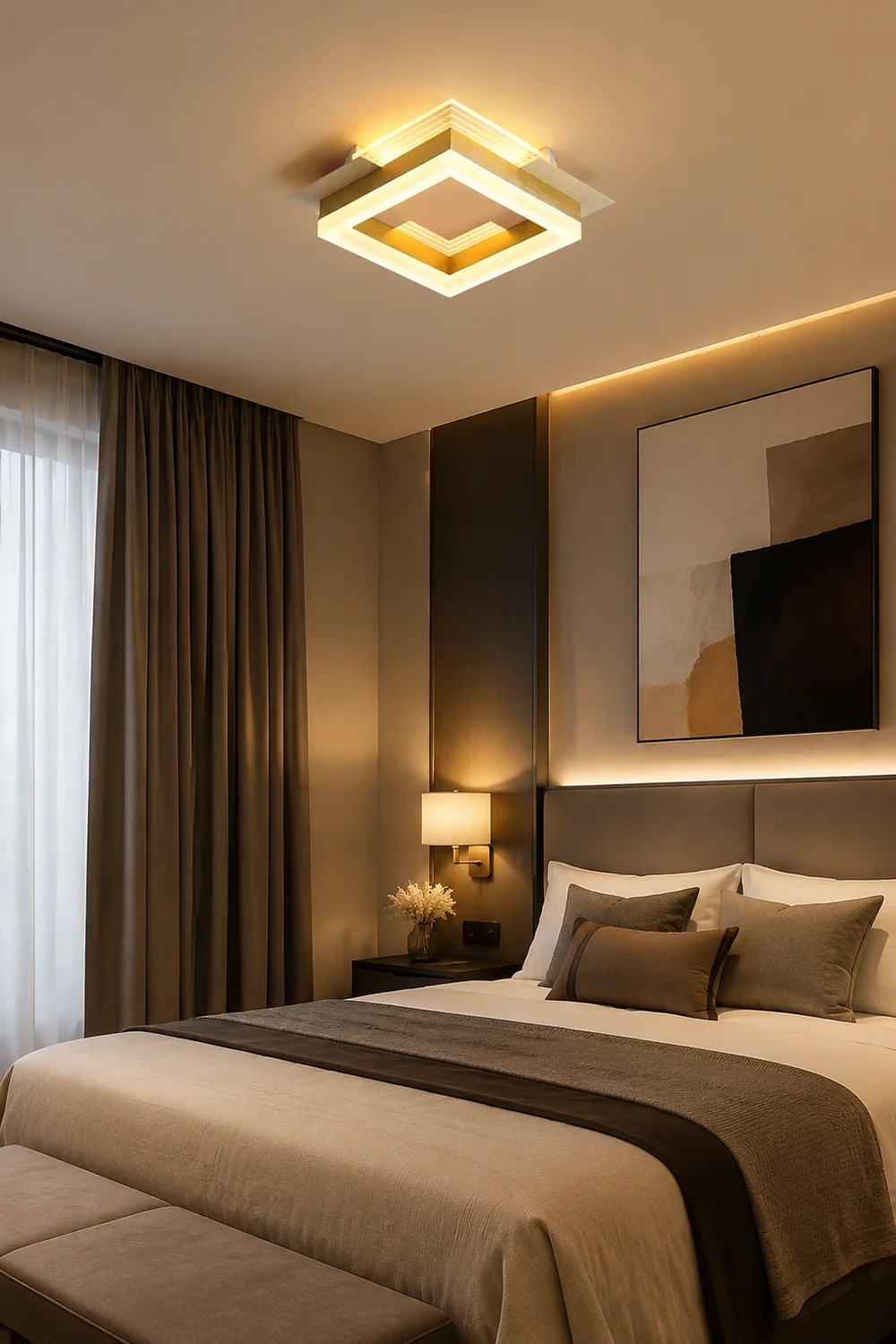 Amos Modern Simple Gold Flush Mount Ceiling Light, Square/Round - Lumpaz