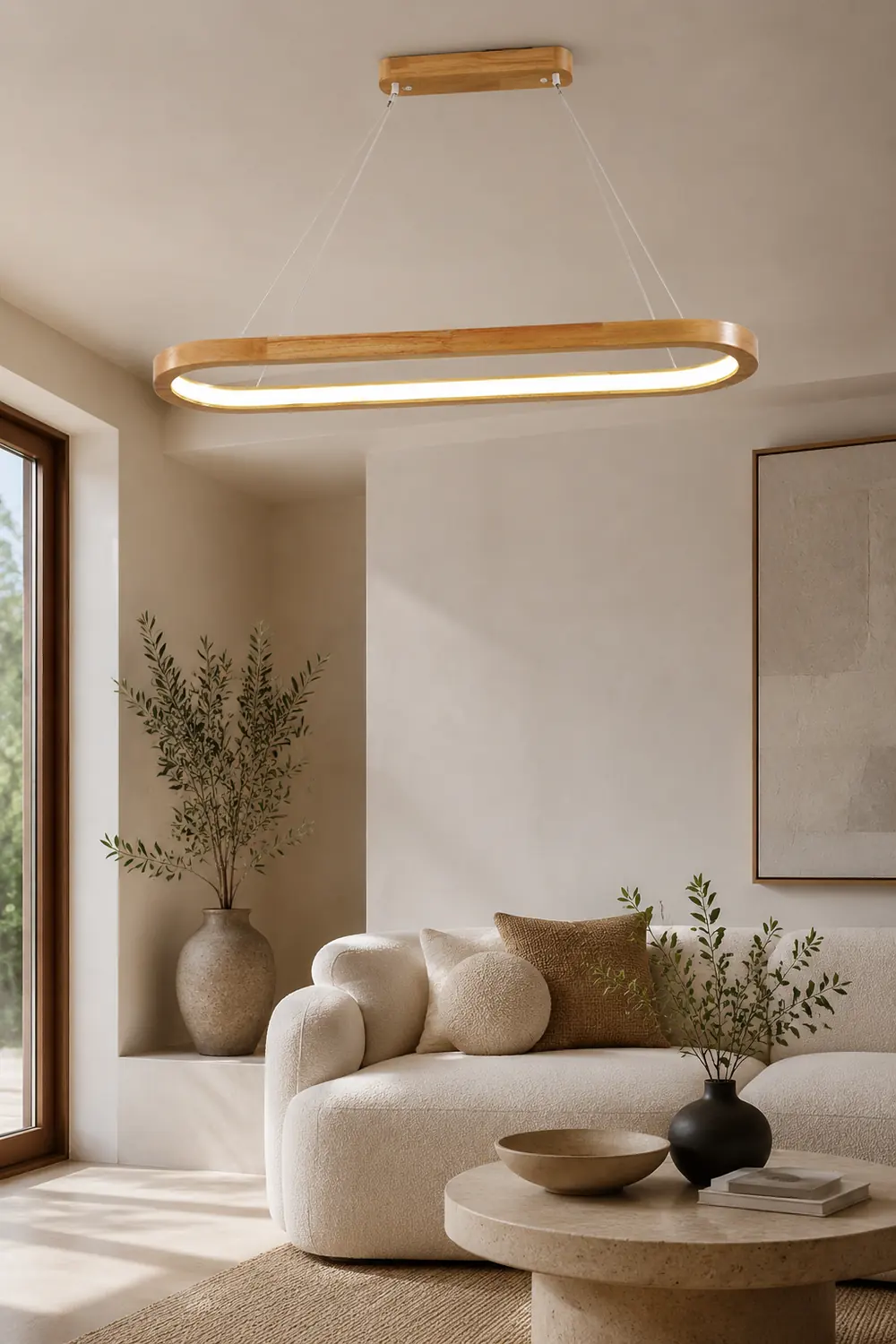 Ozawa Contemporary Oval Wooden Pendant Light Dining Room - Lumpaz