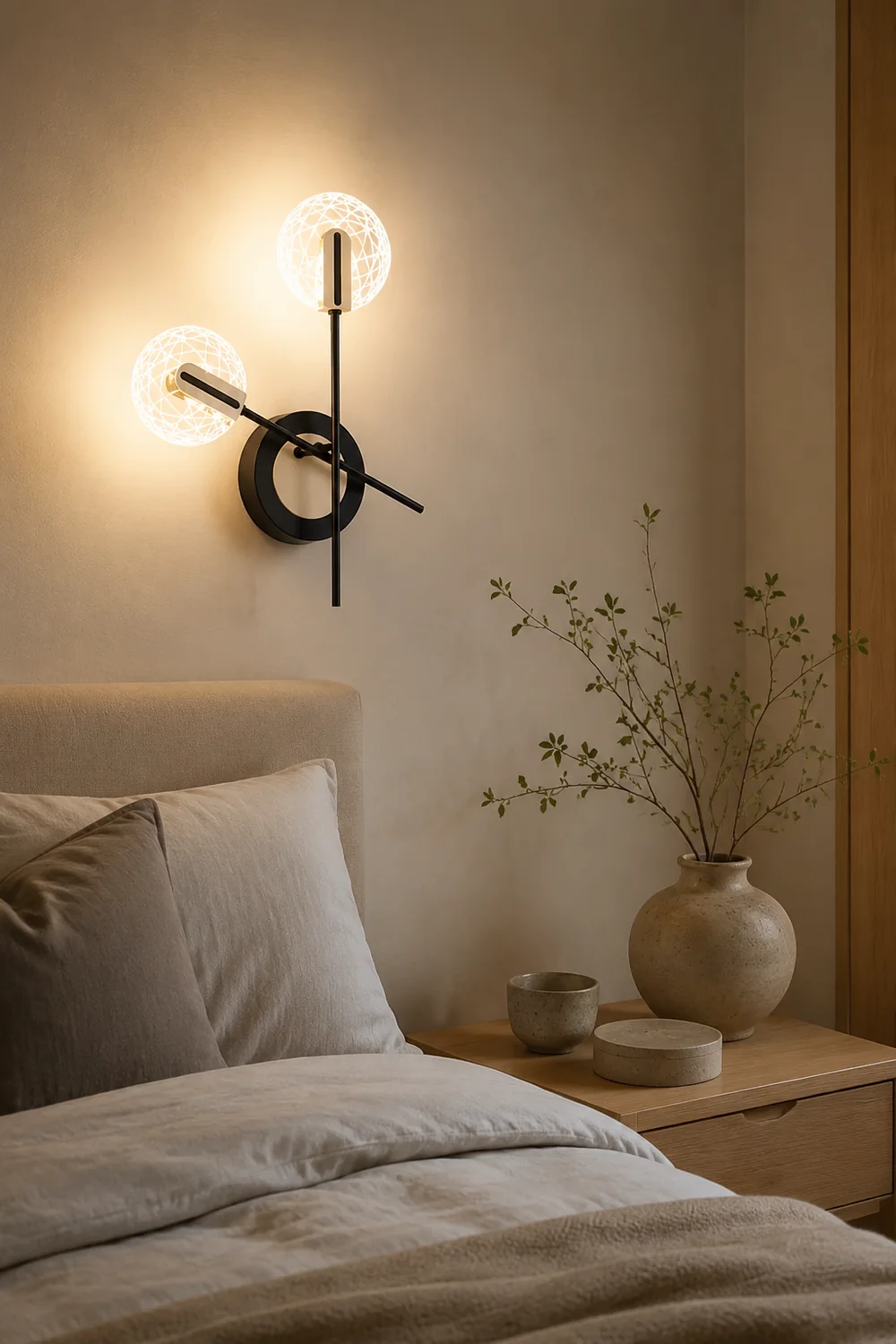 Valentina Wall Lighting Disc Modern, Metal/Acrylic, Black/White, Bedroom - Lumpaz