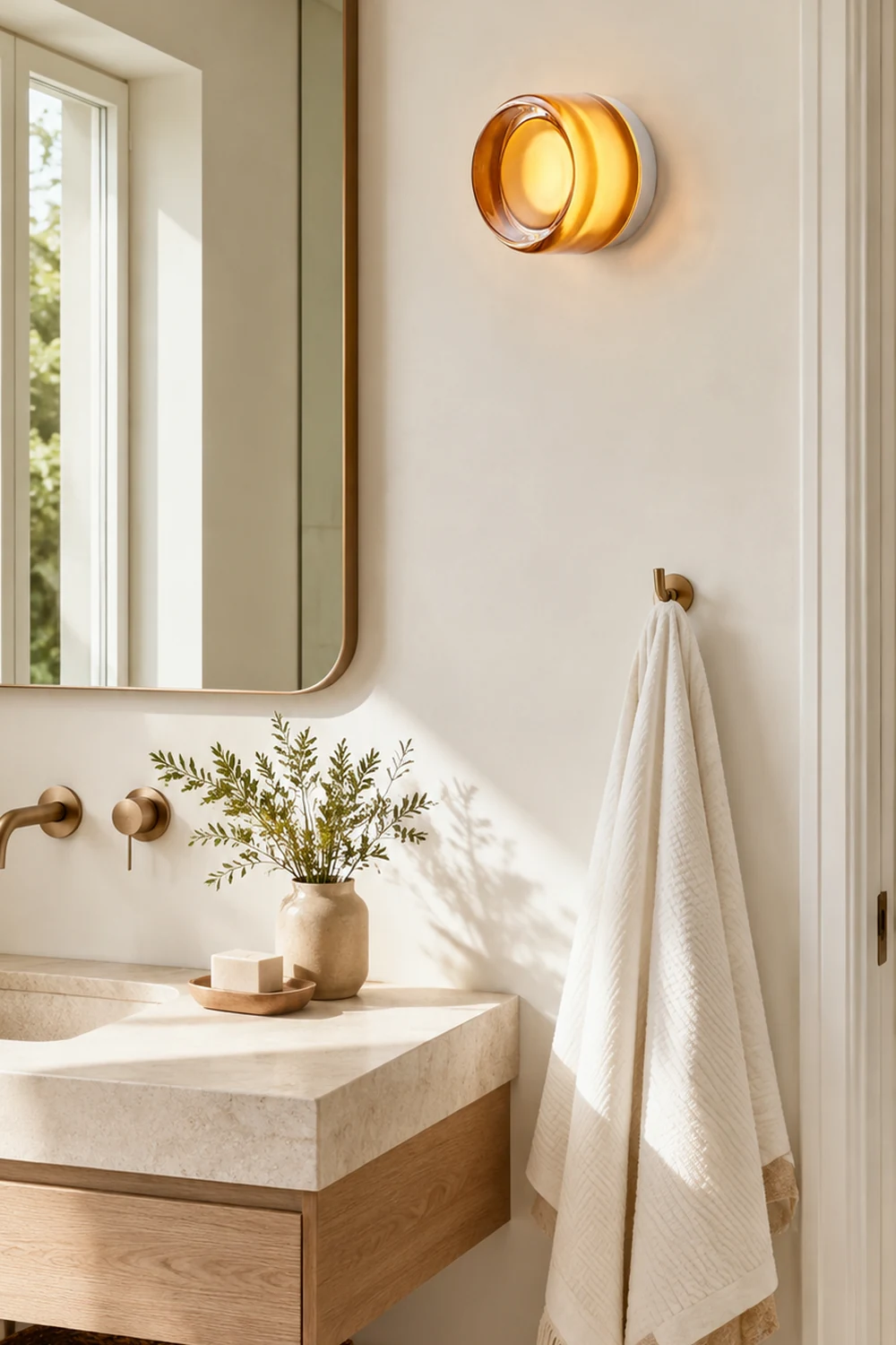 Hailie Modern Bedroom Indoor Wall Mount Lamp, Smoke Gray/Amber/White - Lumpaz