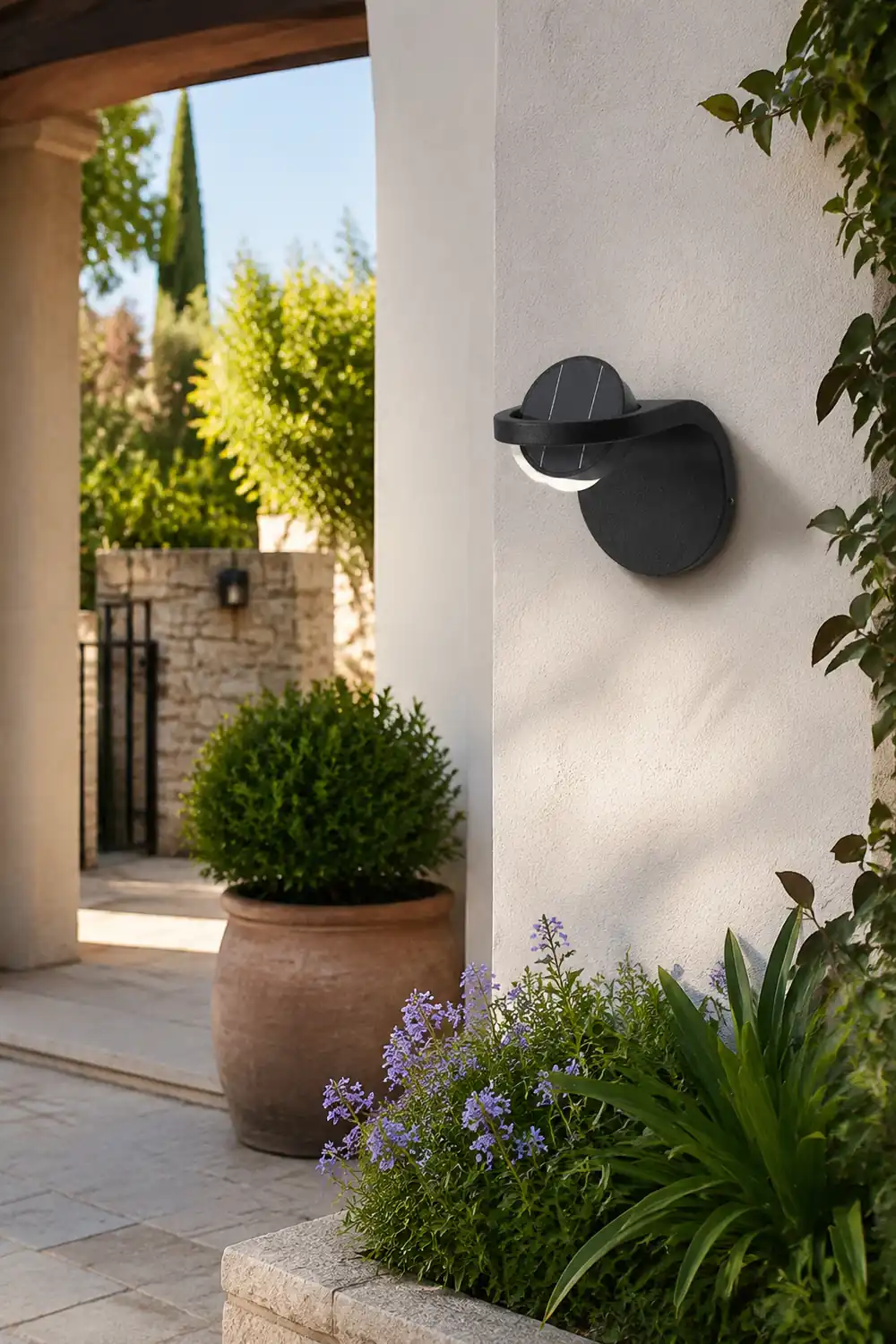 Orr Modern Arc Metal/Acrylic Solar Waterproof Adjustable Outdoor Wall Lamp, Black - Lumpaz