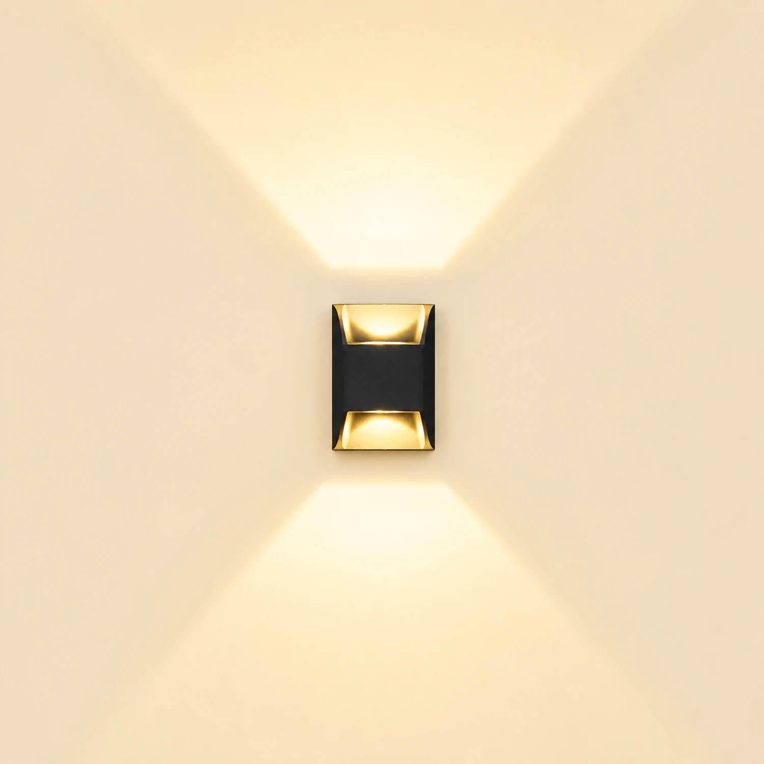 Orr Minimalist Up/Down Metal Outdoor Wall Lamp, Black - Lumpaz