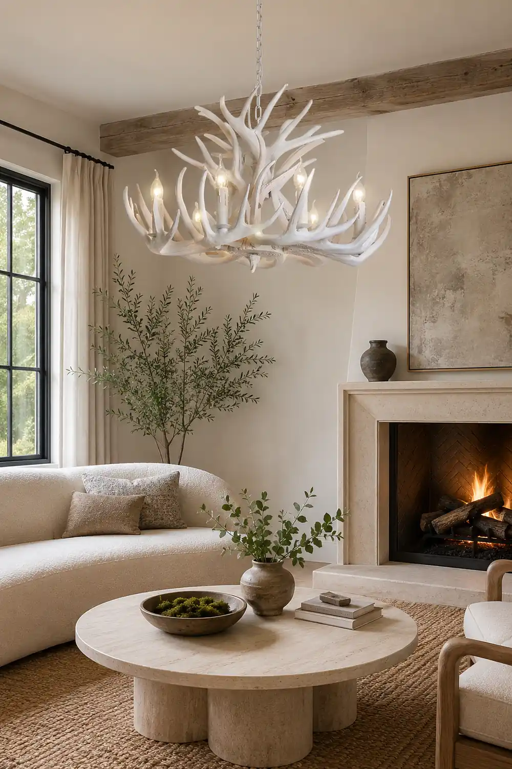 Silva Rustic Antler Metal/Resin Chandelier White Dining Room - Lumpaz