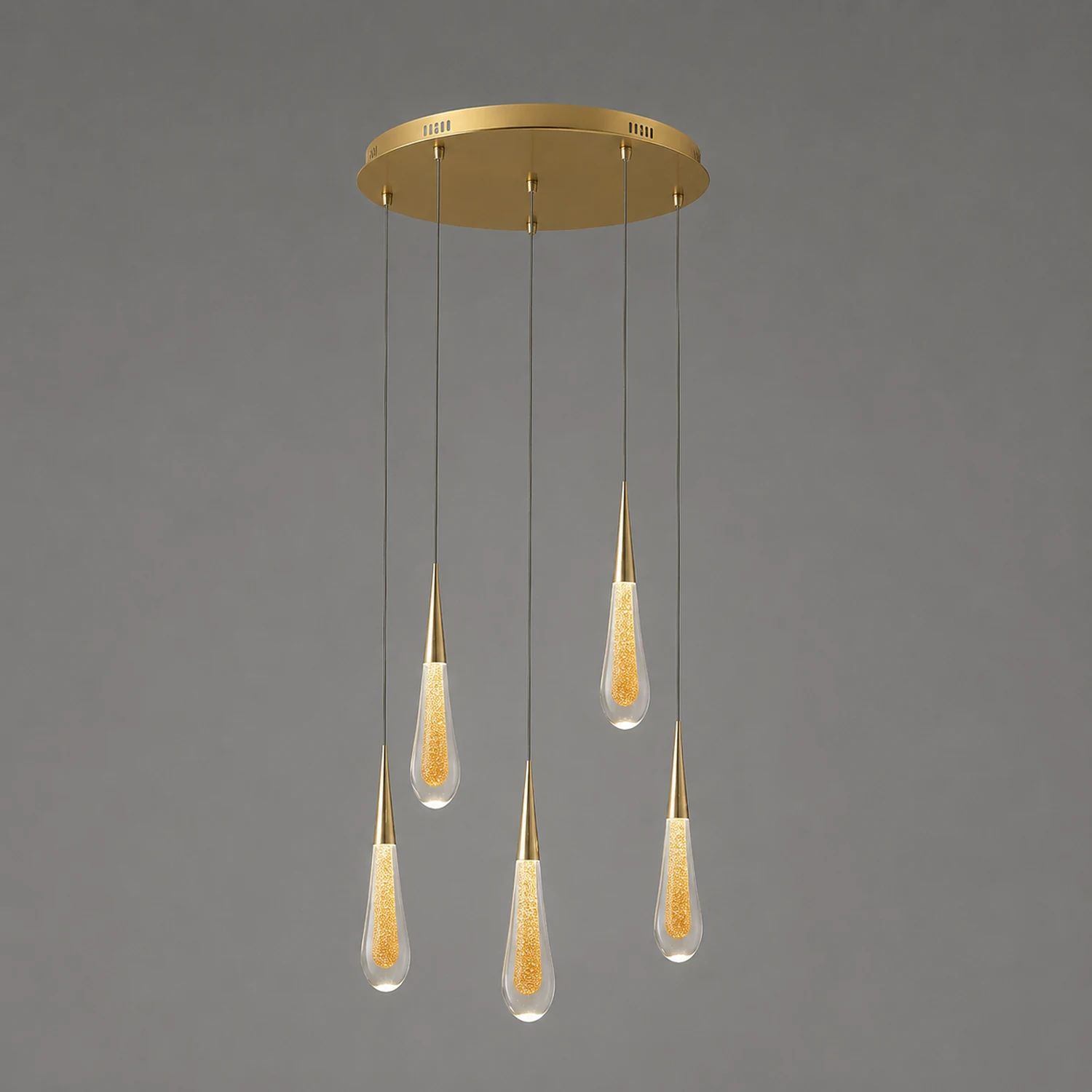 Kristy Modern Designer Teardrop Crystal Pendant Light, Gold - Lumpaz