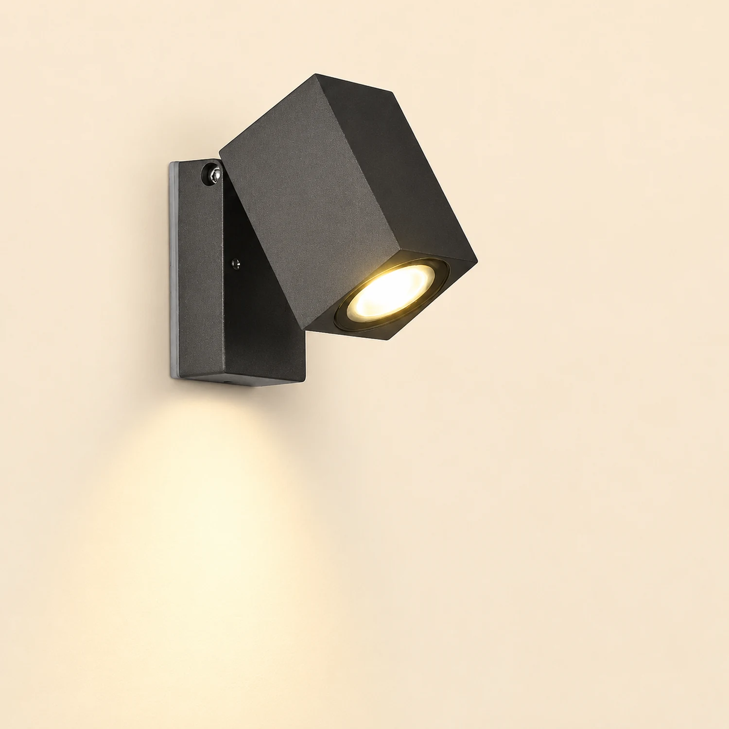 Orr Modern Outdoor Rotatable Metal Spotlight Wall Lamp, Black - Lumpaz